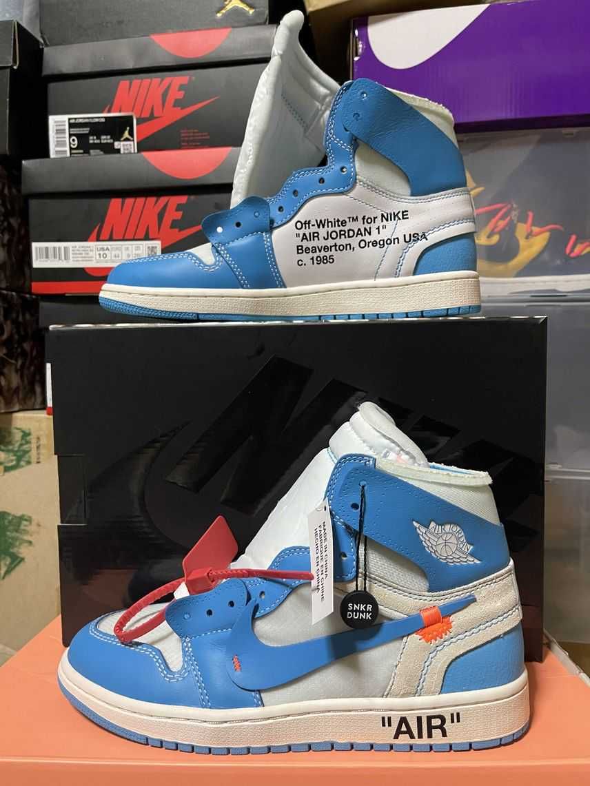 Off-White × Nike Air Jordan 1 High UNC "White/Dark Powder Blue"