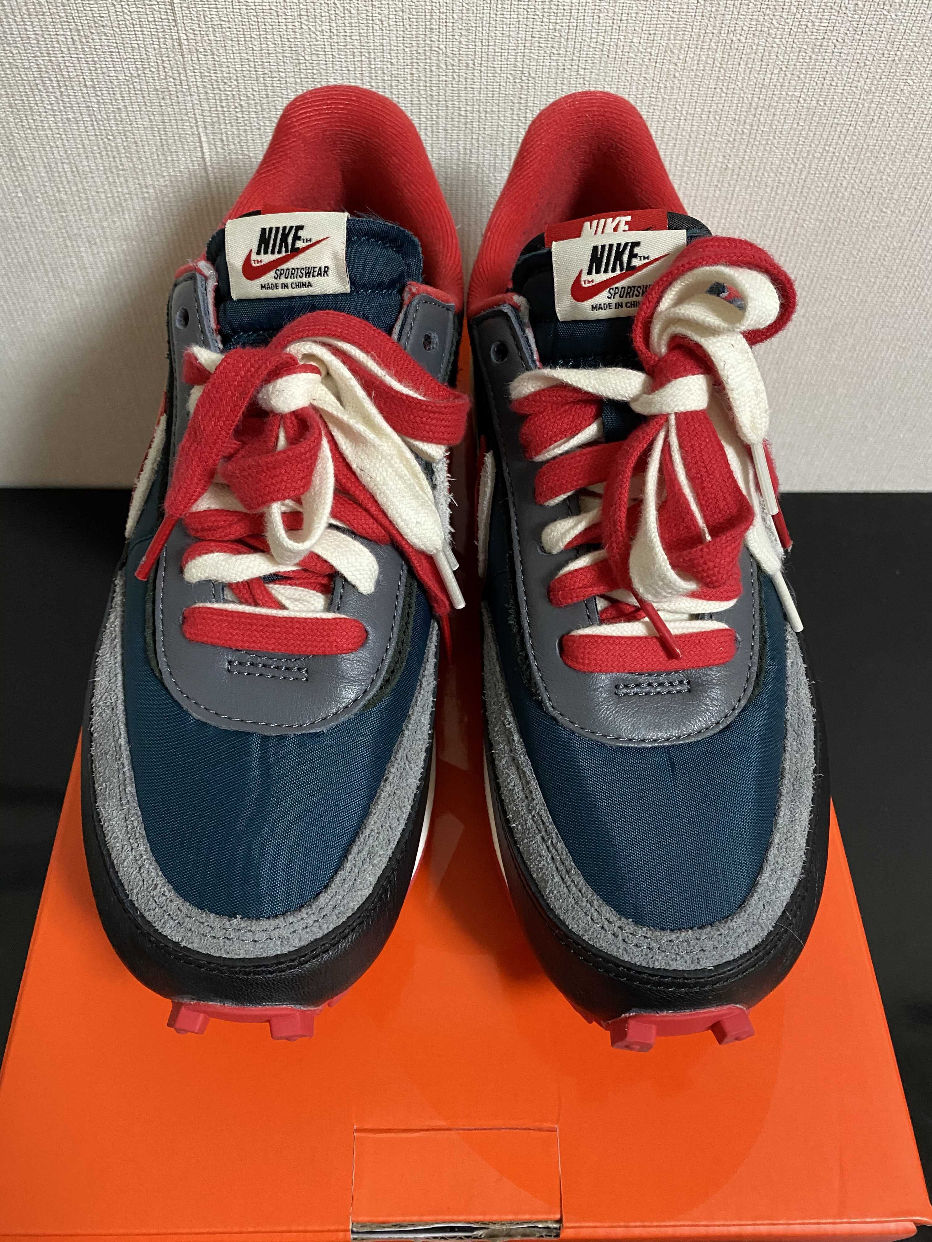 UNDERCOVER × sacai × Nike LD Waffle "Midnight Spruce/Pale Ivory-Dark Grey-University Red"