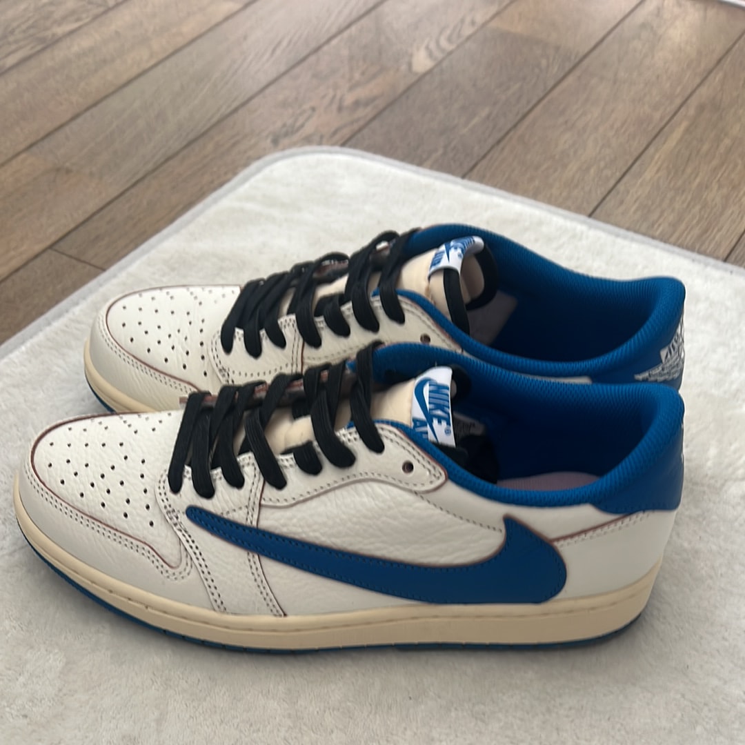 Travis Scott × fragment design × Nike Air Jordan 1 Low OG "Sail/Military Blue"