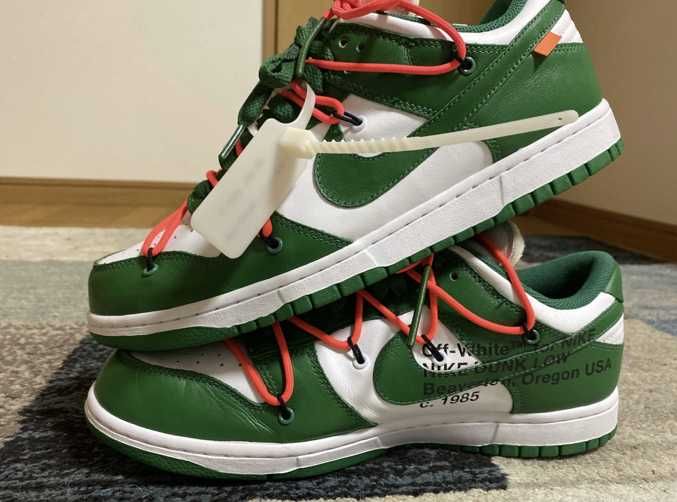 Off-White × Nike Dunk Low "White/Pine Green"