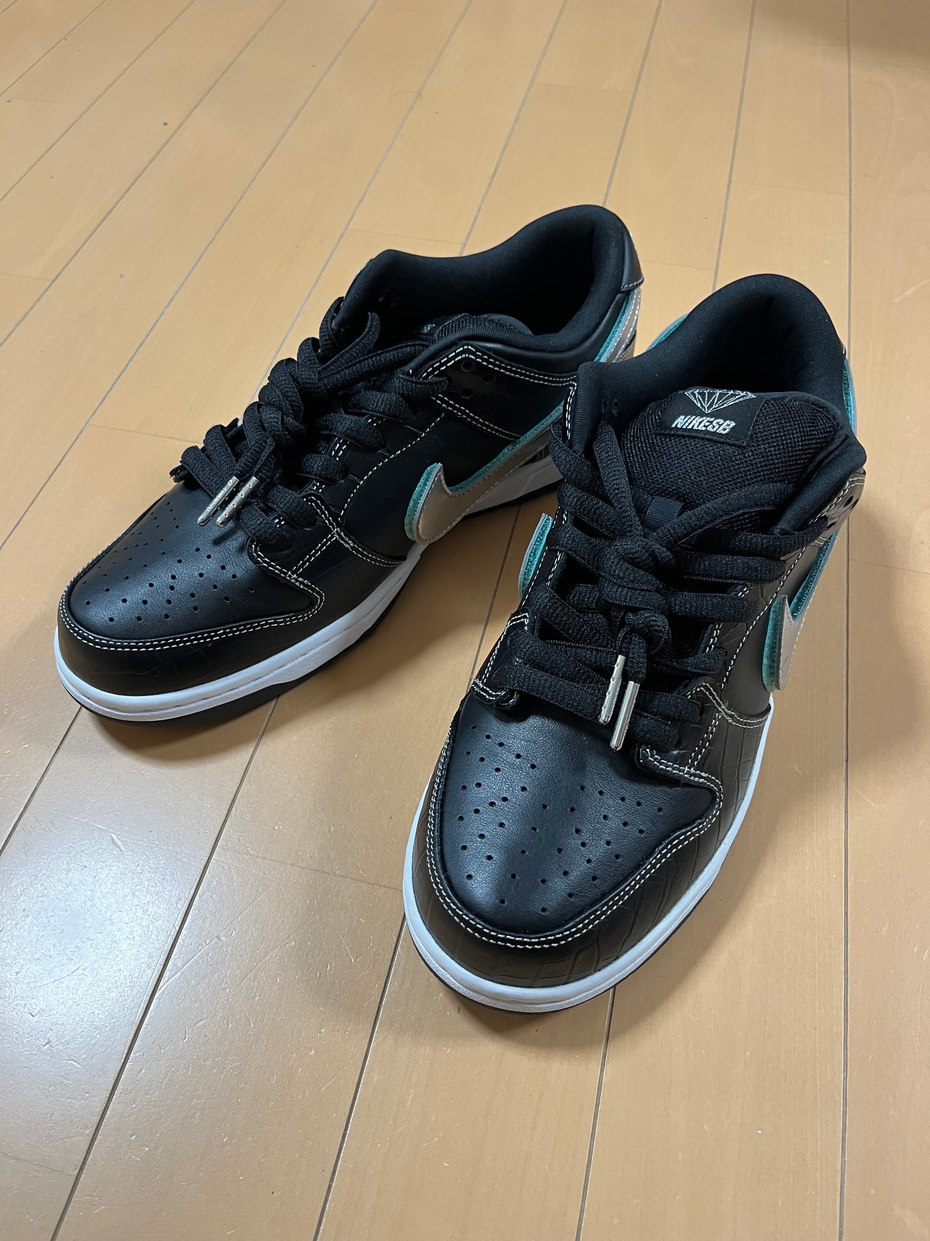 【中古】ナイキ NIKE SB × DIAMOND SUPPLY CO. DUNK LOW PRO OG QS BLACK 27.5?p BV1310-001 エスビー ▲■250719 Diamond Supply Co. × Nike SB Dunk Low Pro 