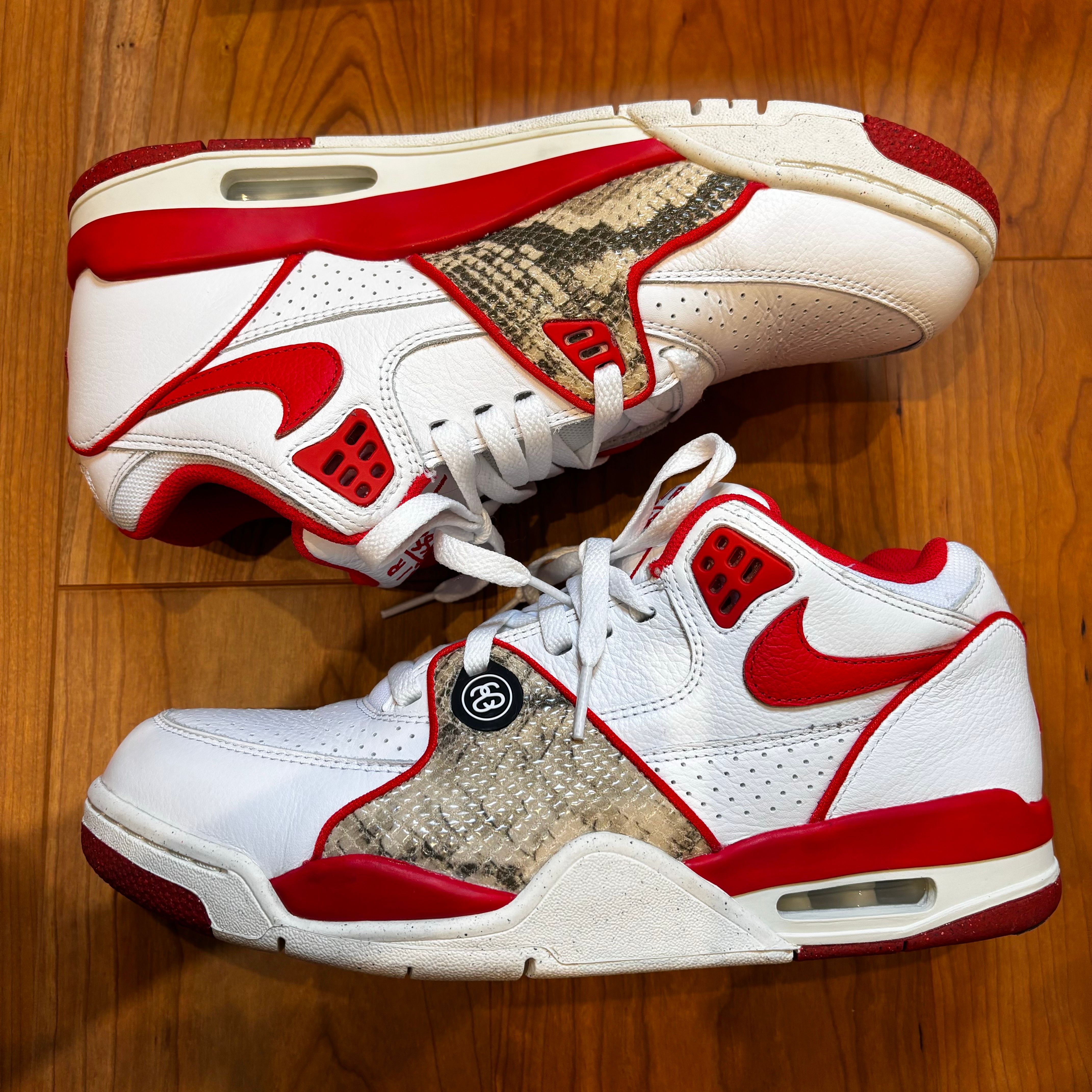 Stussy × Nike Air Flight 89 Low SP "White Habanero Red"