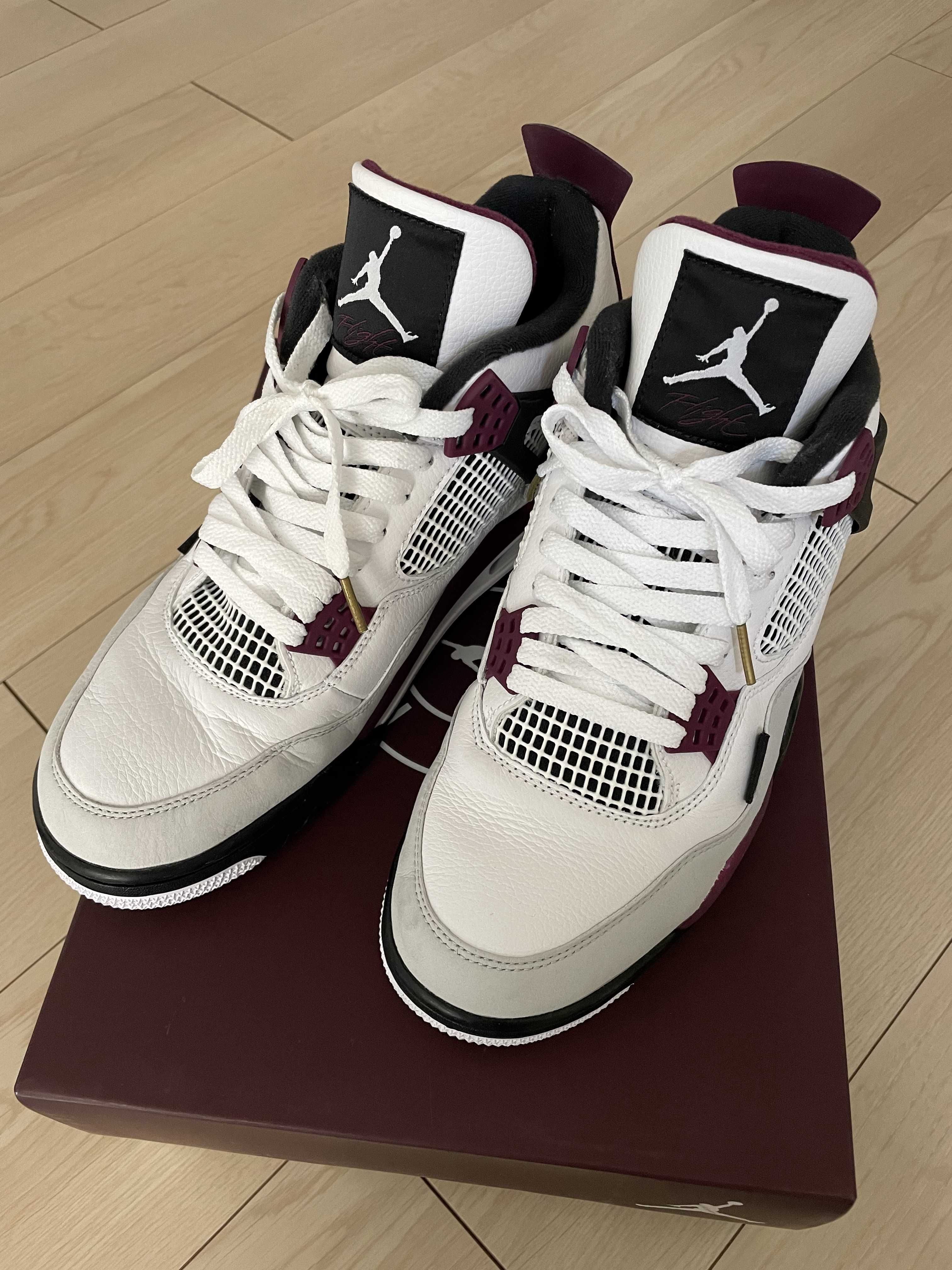 Paris Saint Germain ×Nike Air Jordan 4 Retro "White/Bordeaux/Neutral Gray"
