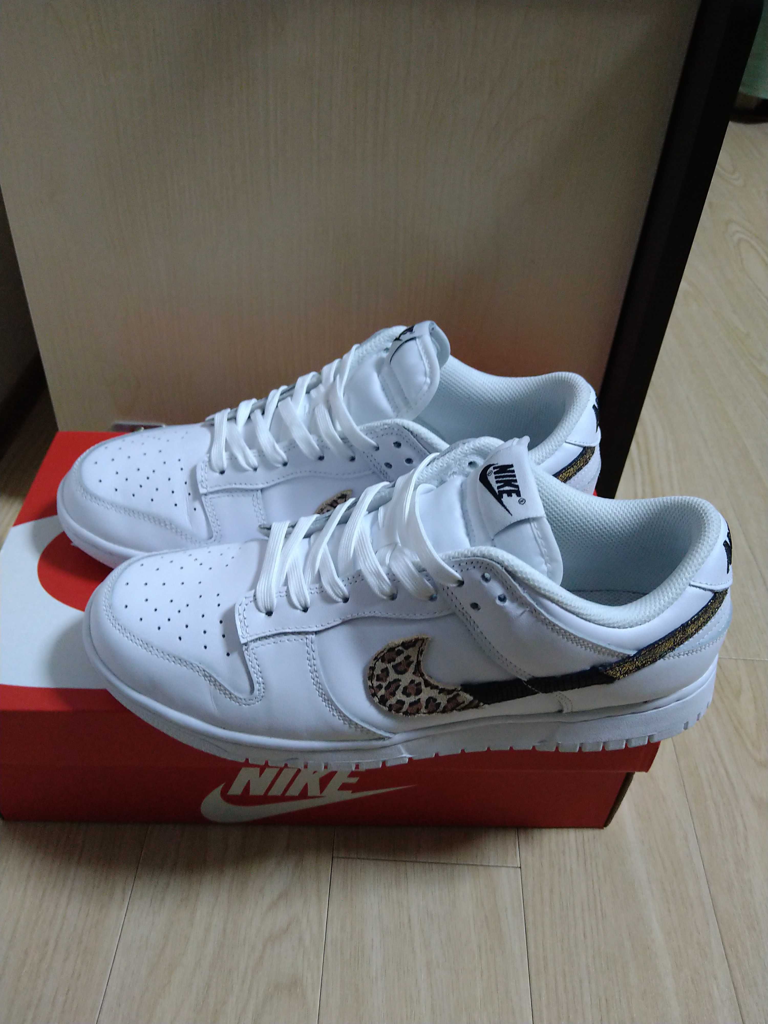 Nike Women's Dunk Low SE "White/Animal Swoosh/Safari"