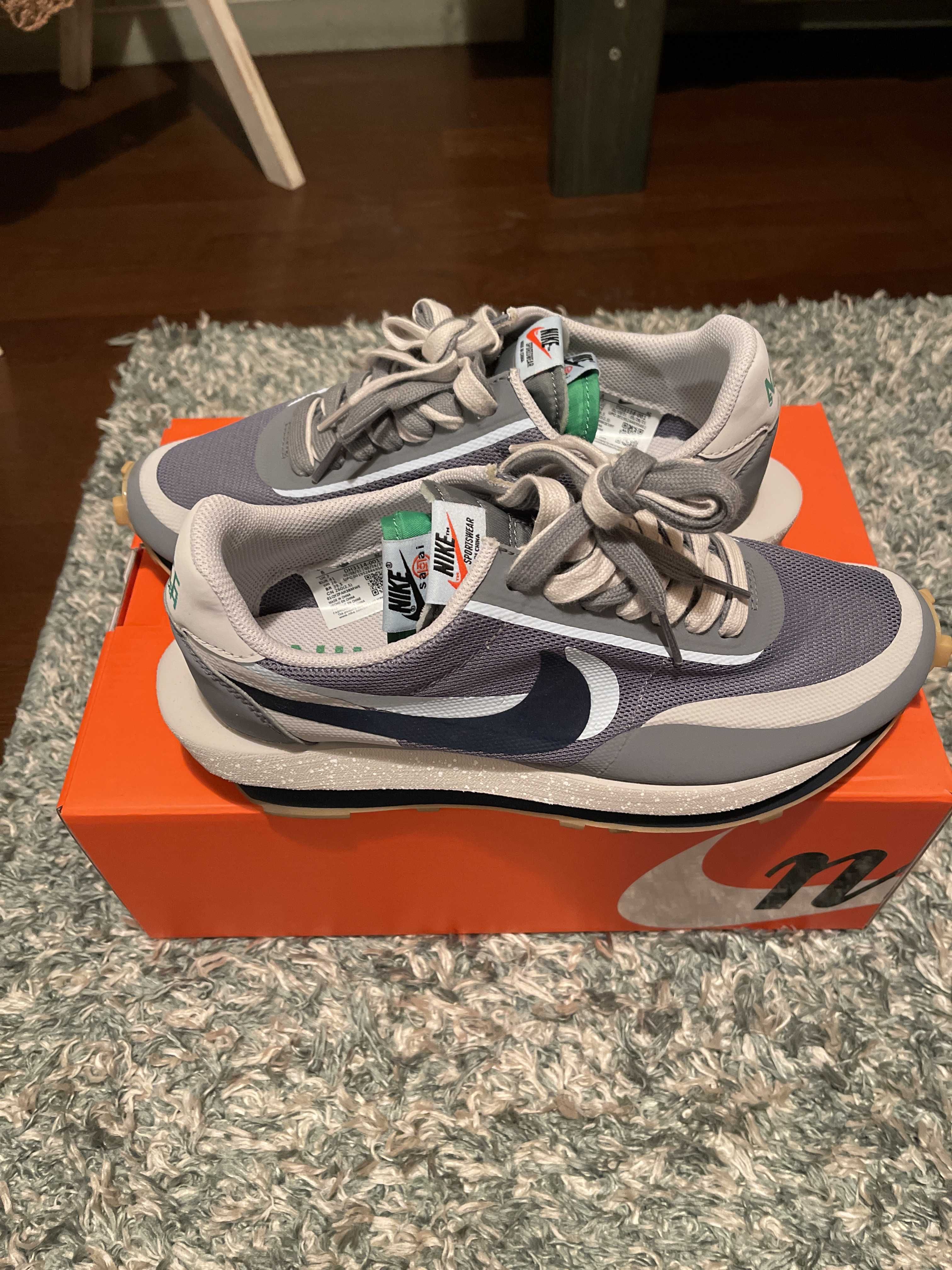 CLOT × Sacai × Nike LD Waffle "Grey Obsidian/Cool Grey"