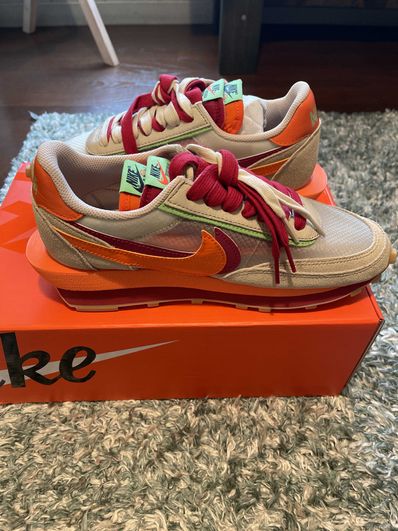 CLOT × Sacai × Nike LD Waffle "Orange Blaze"