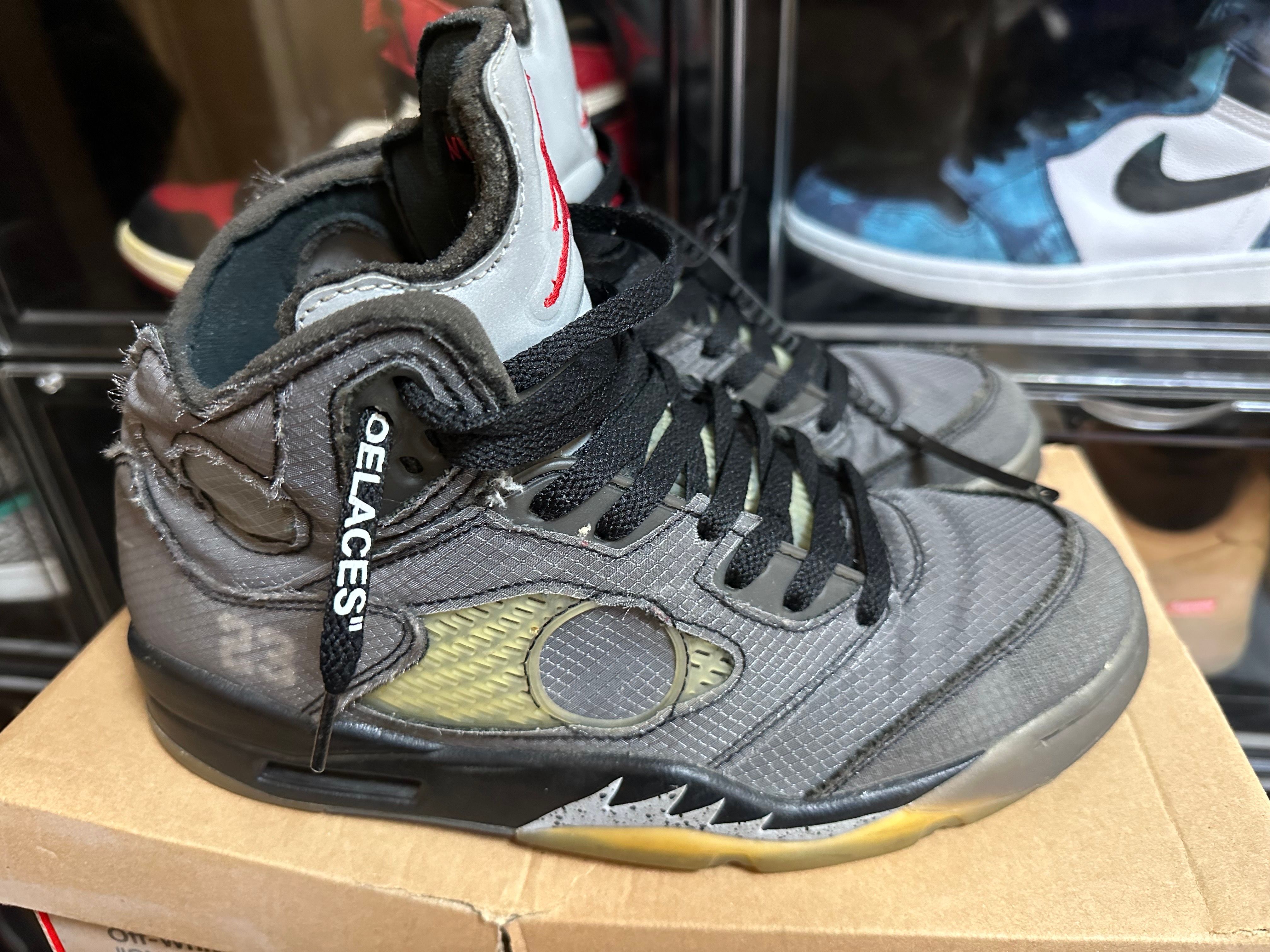 Off-White × Nike Air Jordan 5 "Black/Muslin/Fire Red"