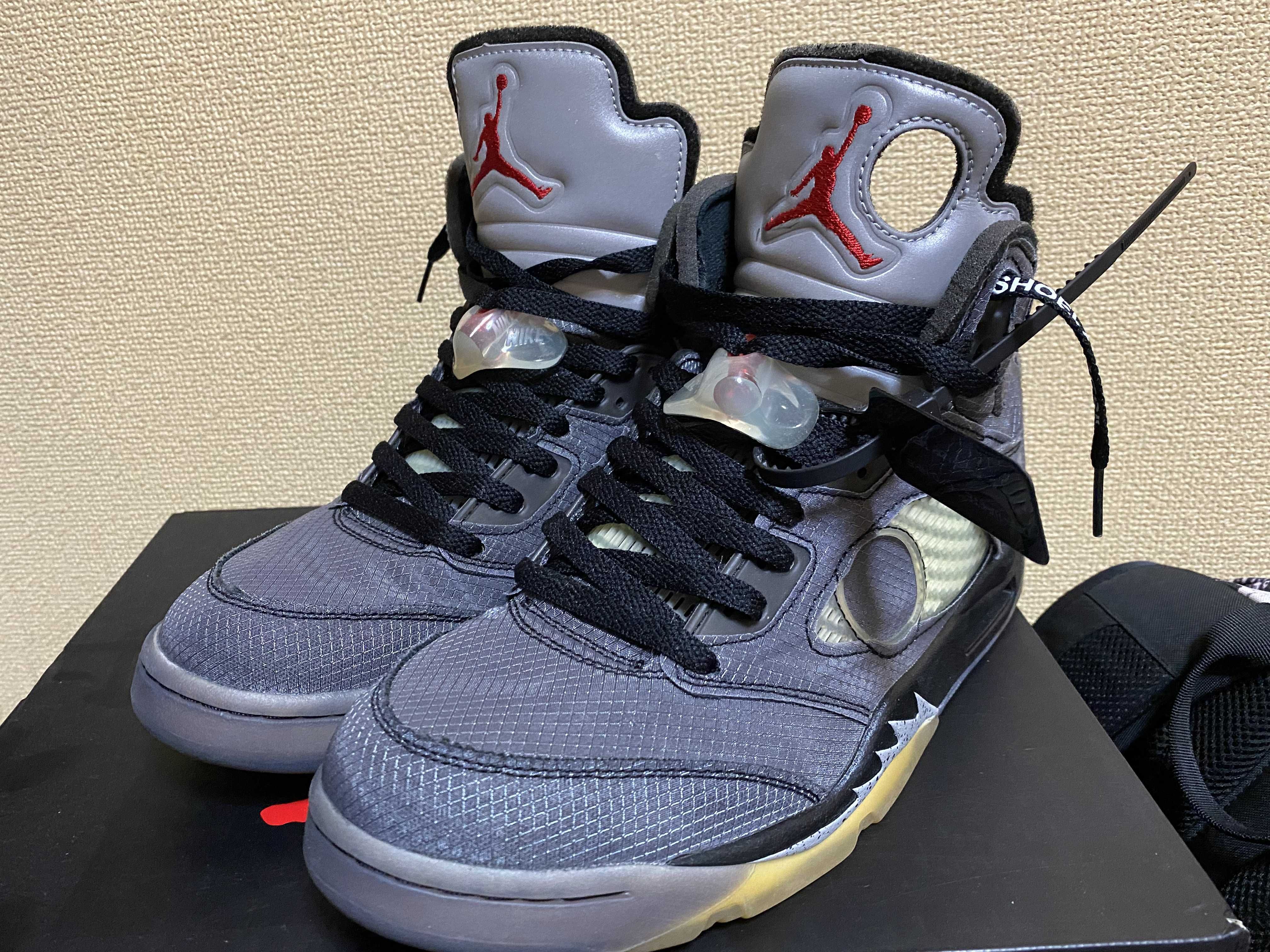 Off-White × Nike Air Jordan 5 "Black/Muslin/Fire Red"