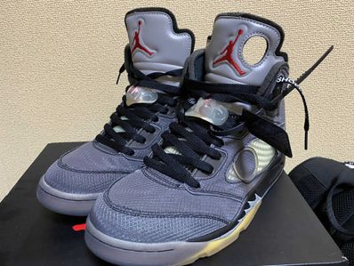 Off-White × Nike Air Jordan 5 "Black/Muslin/Fire Red"