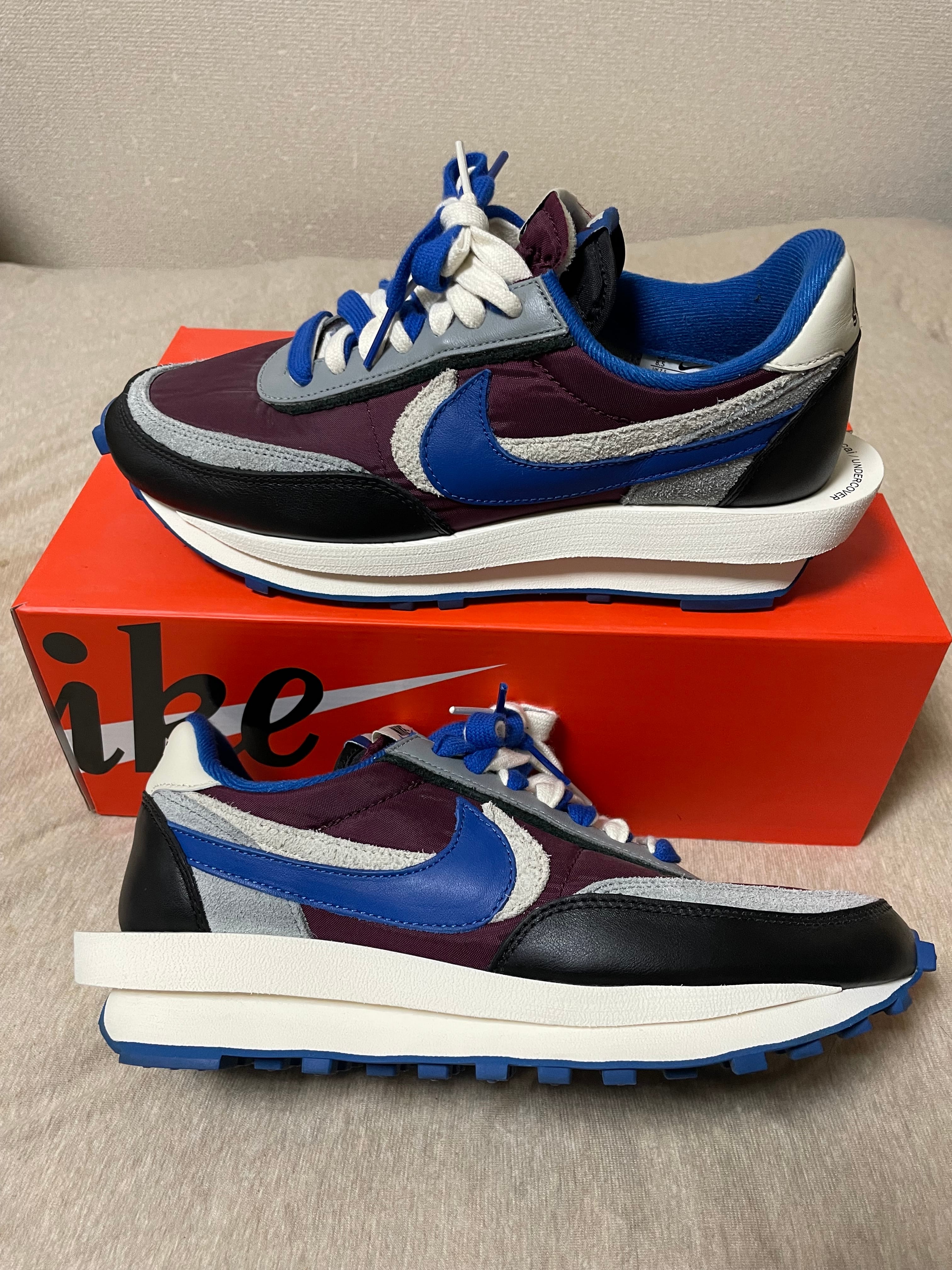 UNDERCOVER × sacai × Nike LD Waffle "Night Maroon/Pale Ivory-Ground Grey-Team Royal"