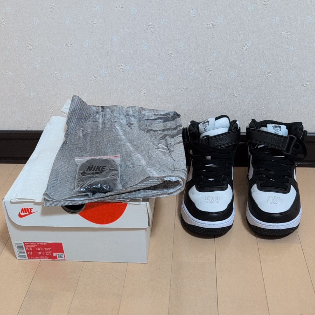 Stussy × Nike Air Force 1 Mid "Black and Light Bone"