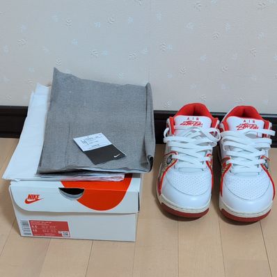 Stussy × Nike Air Flight 89 Low SP "White Habanero Red"