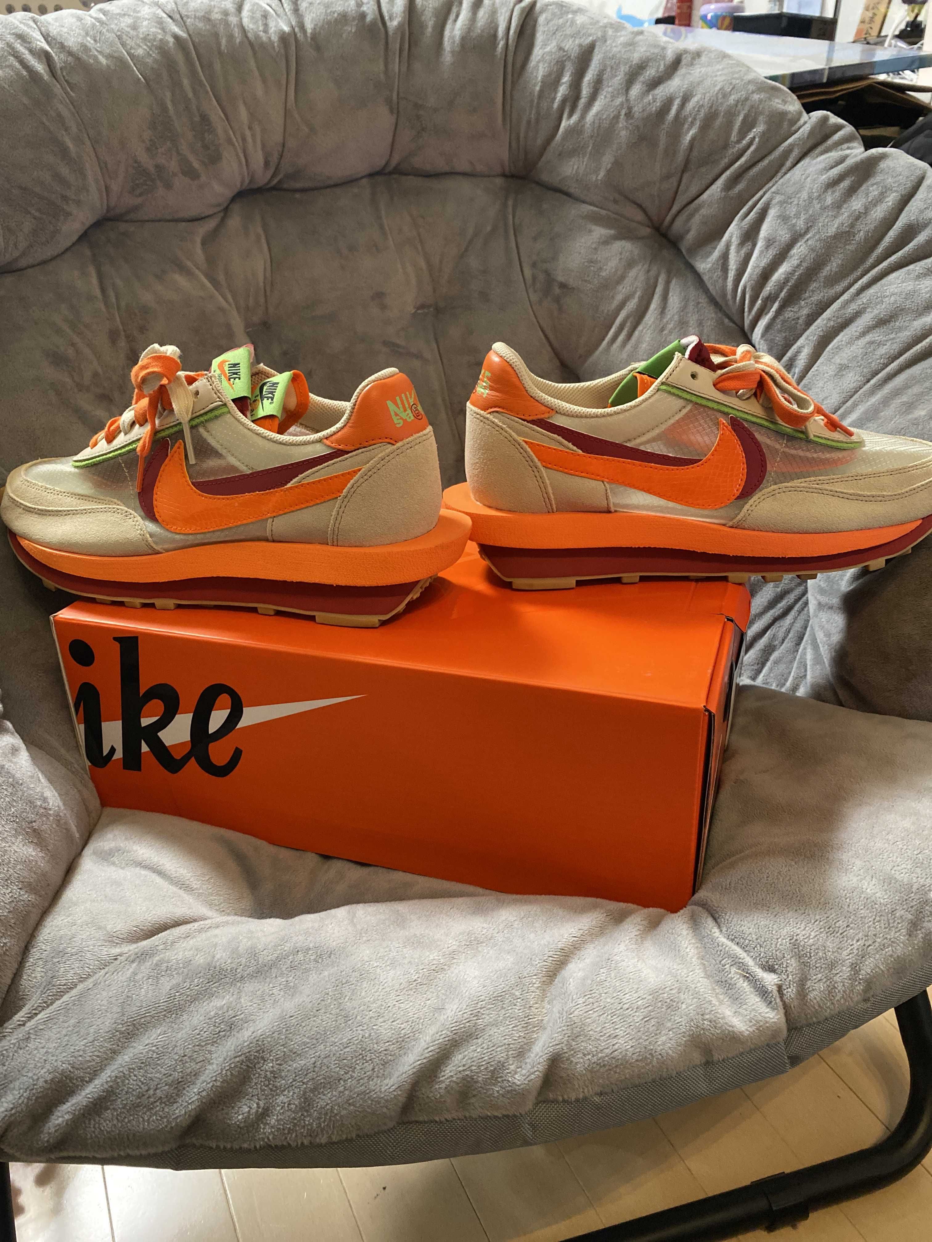 CLOT × Sacai × Nike LD Waffle "Orange Blaze"