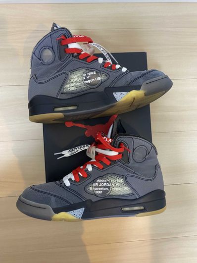 Off-White × Nike Air Jordan 5 "Black/Muslin/Fire Red"