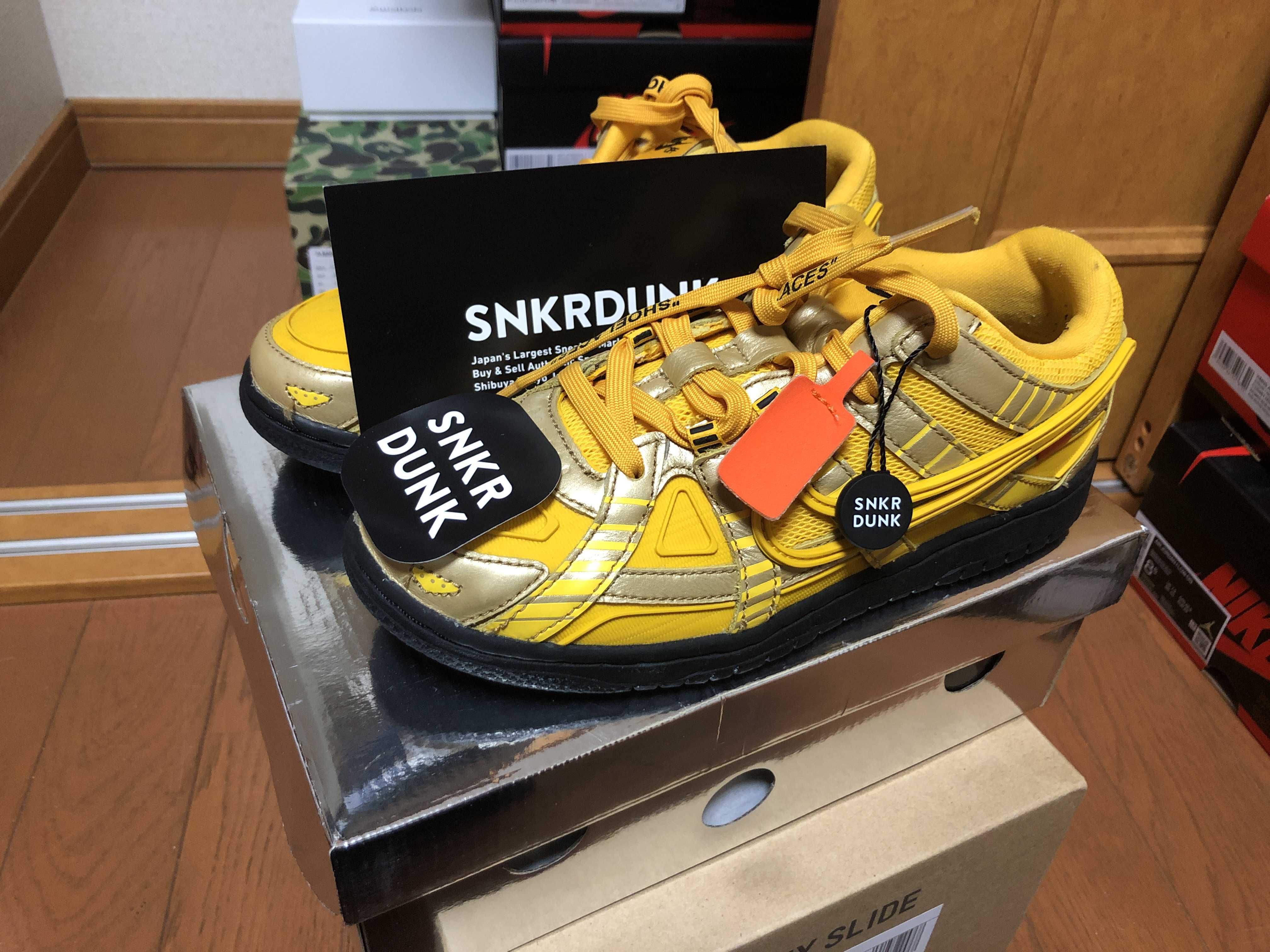 Off-White × Nike PS Air Rubber Dunk "University Gold"