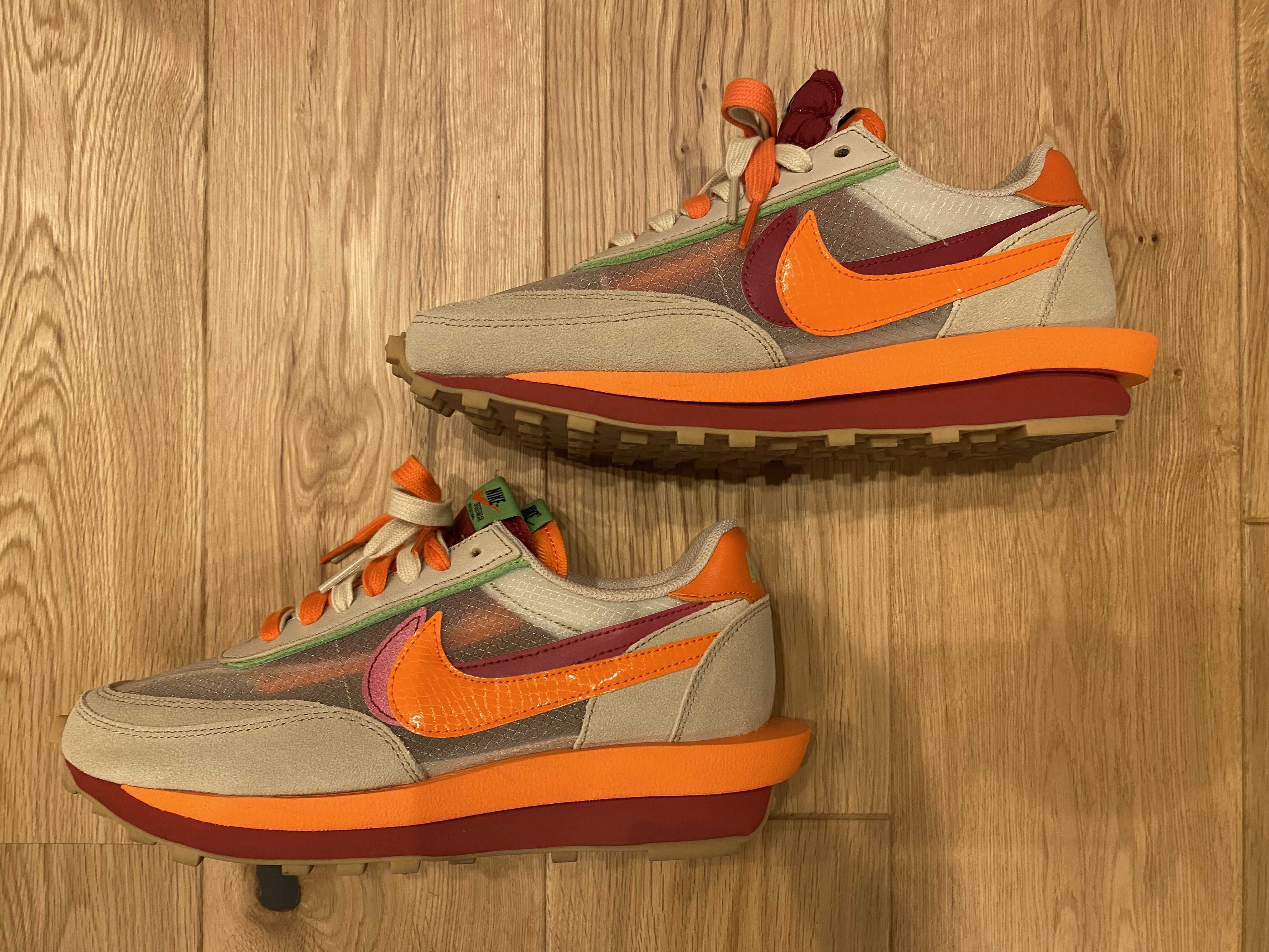 CLOT × Sacai × Nike LD Waffle "Orange Blaze"