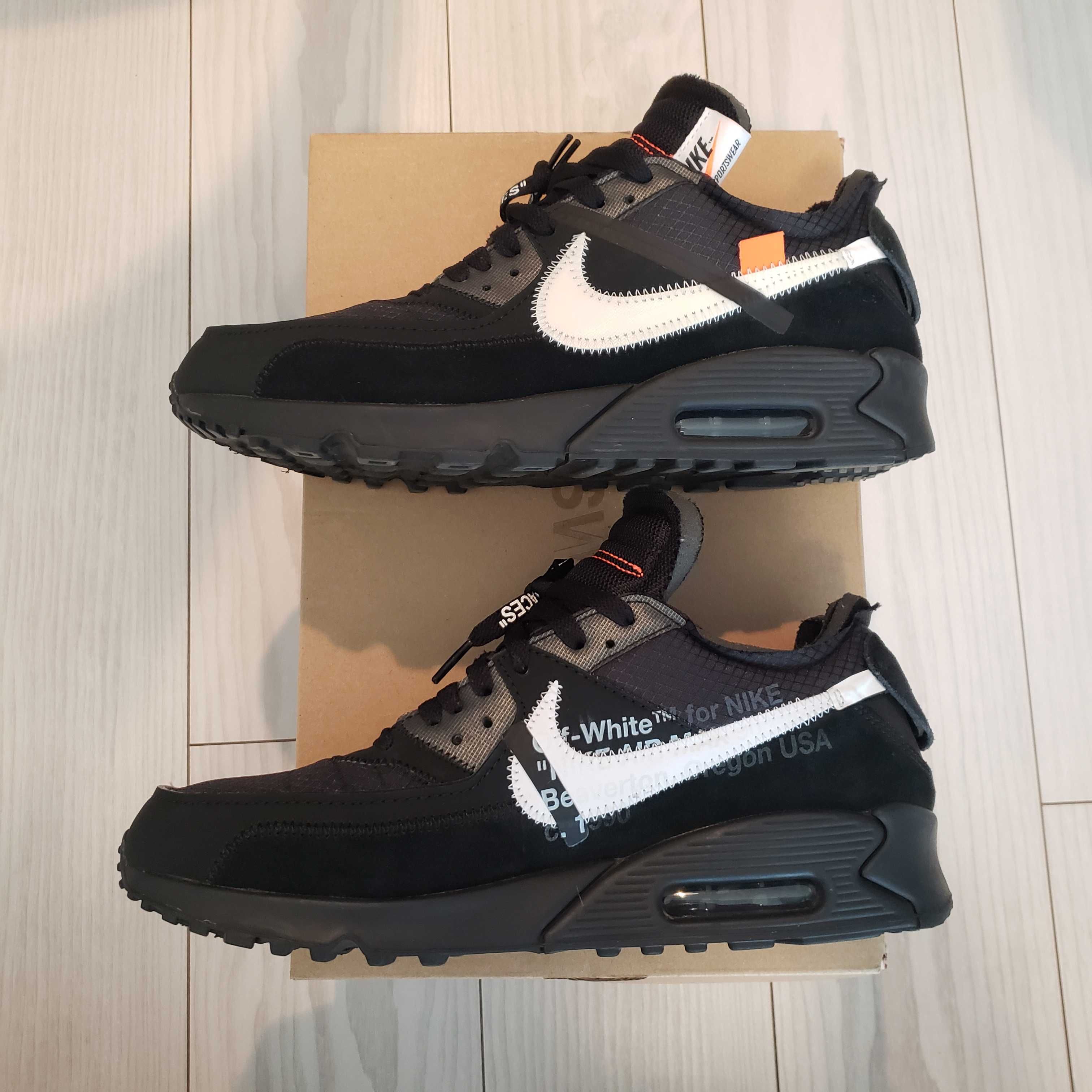 Off-White × Nike Air Max 90 "Black/Black-Cone-White"
