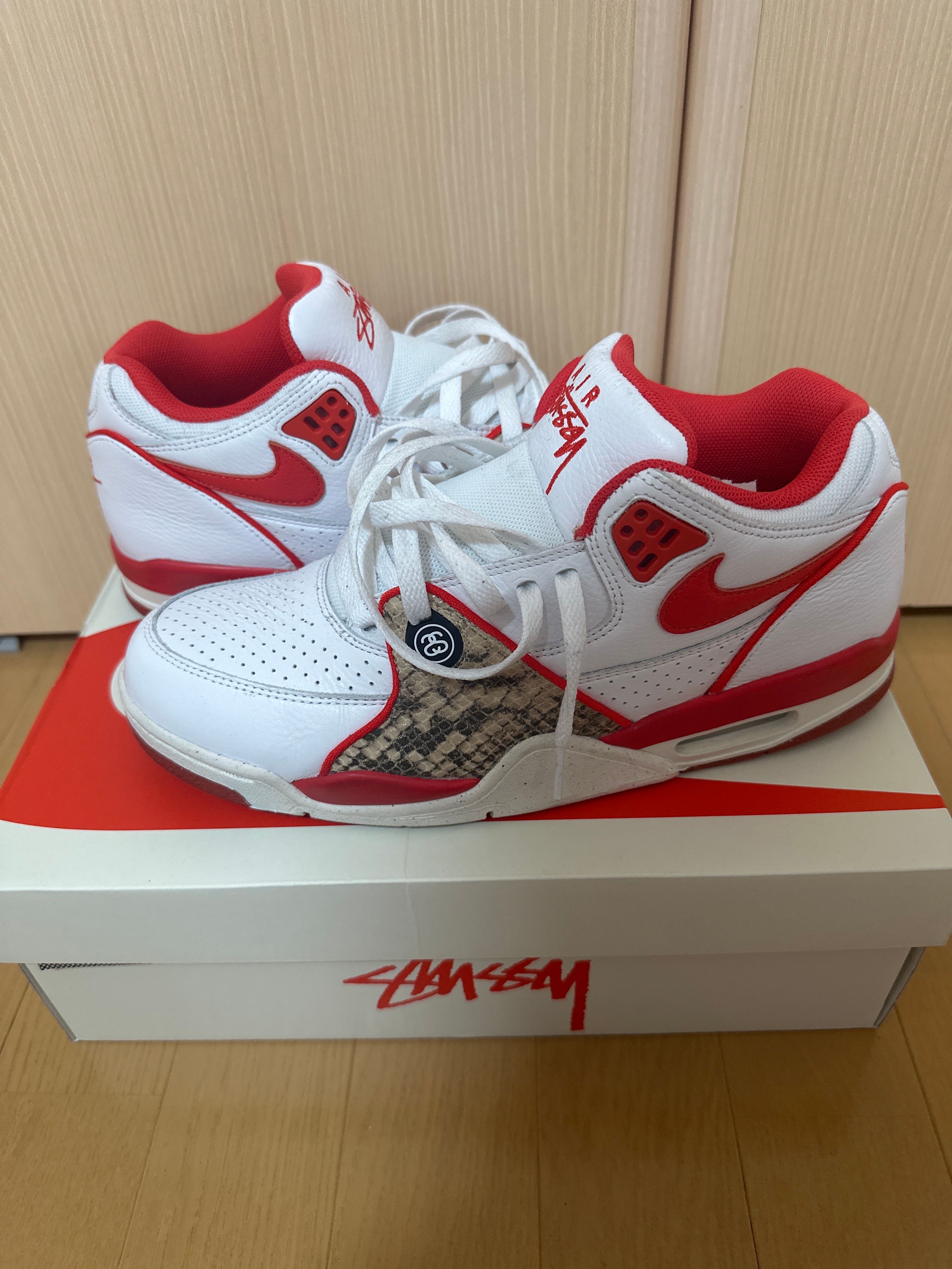 Stussy × Nike Air Flight 89 Low SP "White Habanero Red"