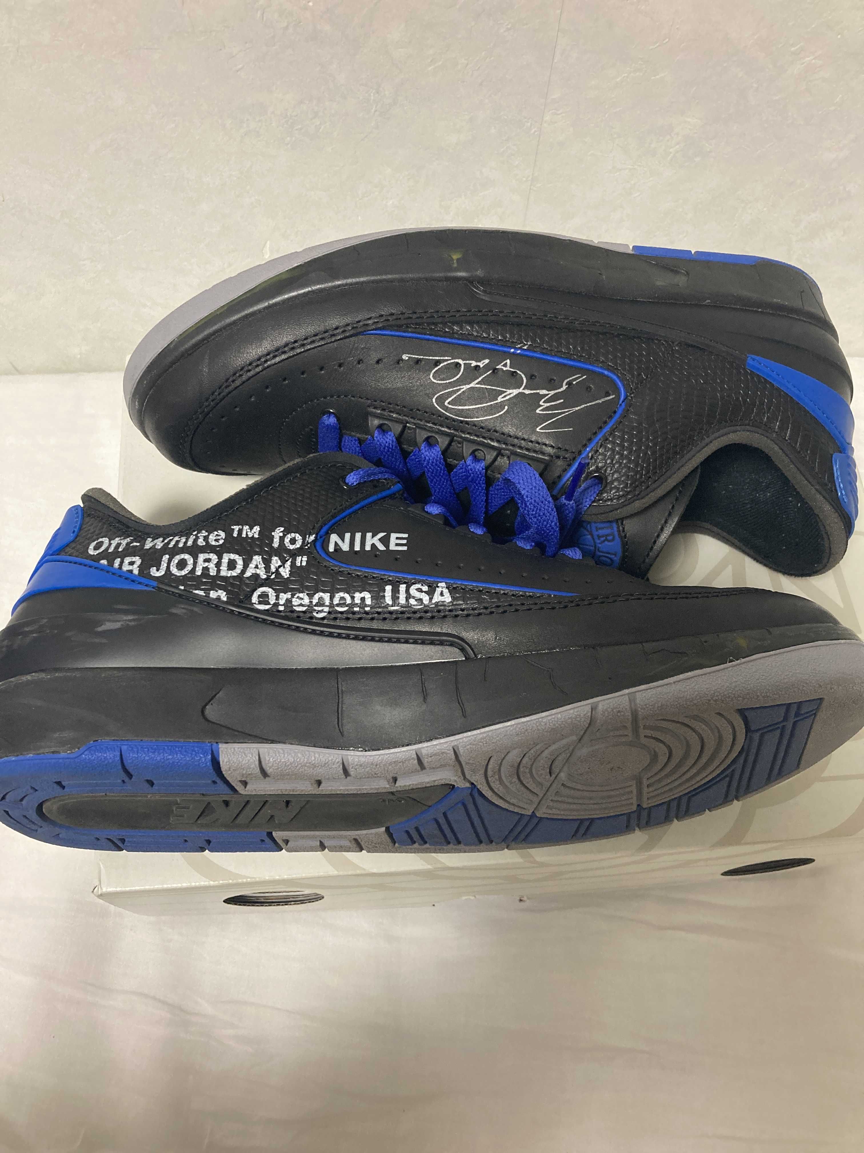 Off-White × Nike Air Jordan 2 Low "Black and Varsity Royal"