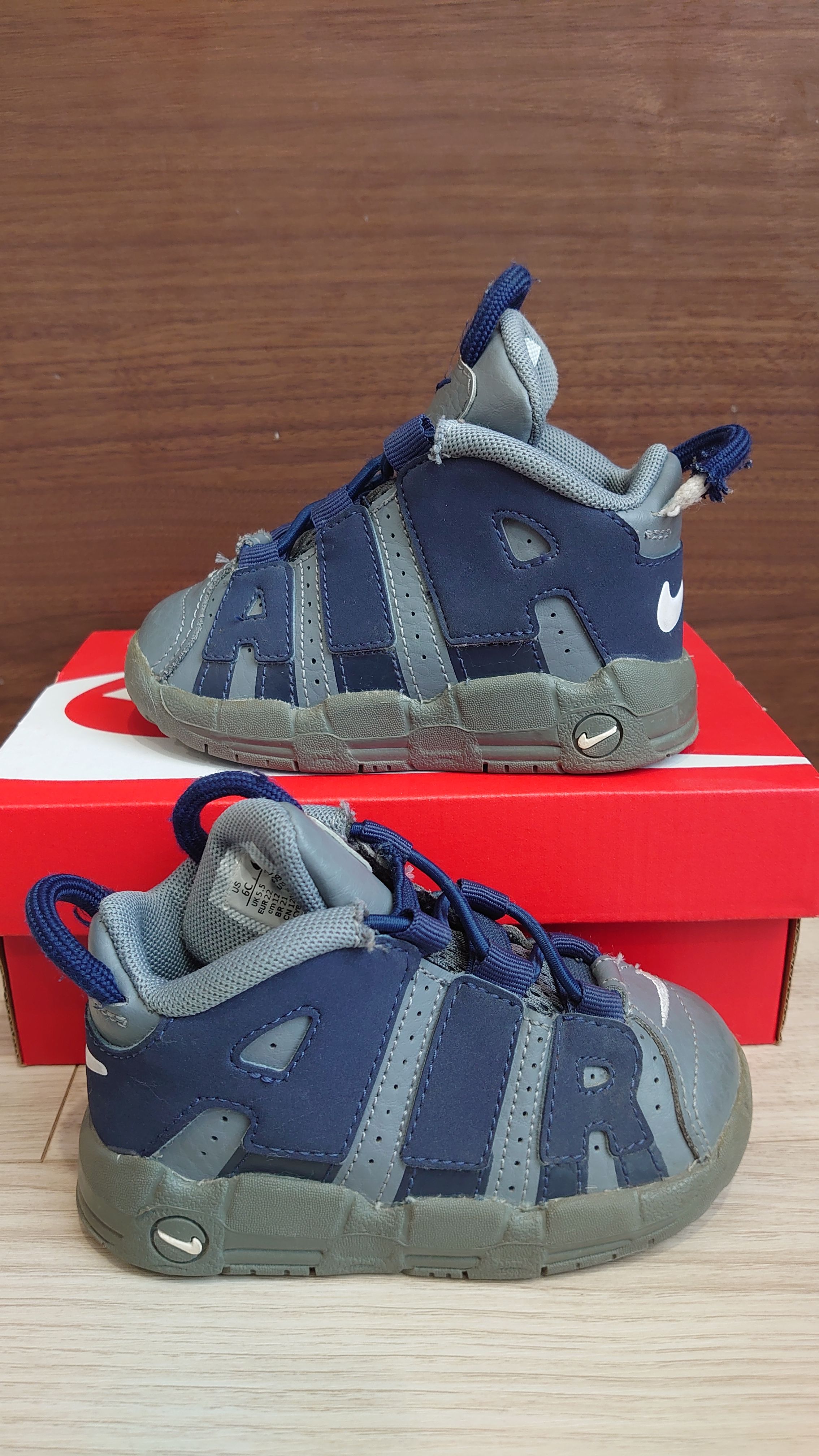 Nike TD Air More Uptempo "Cool Gray & Midnight Navy"