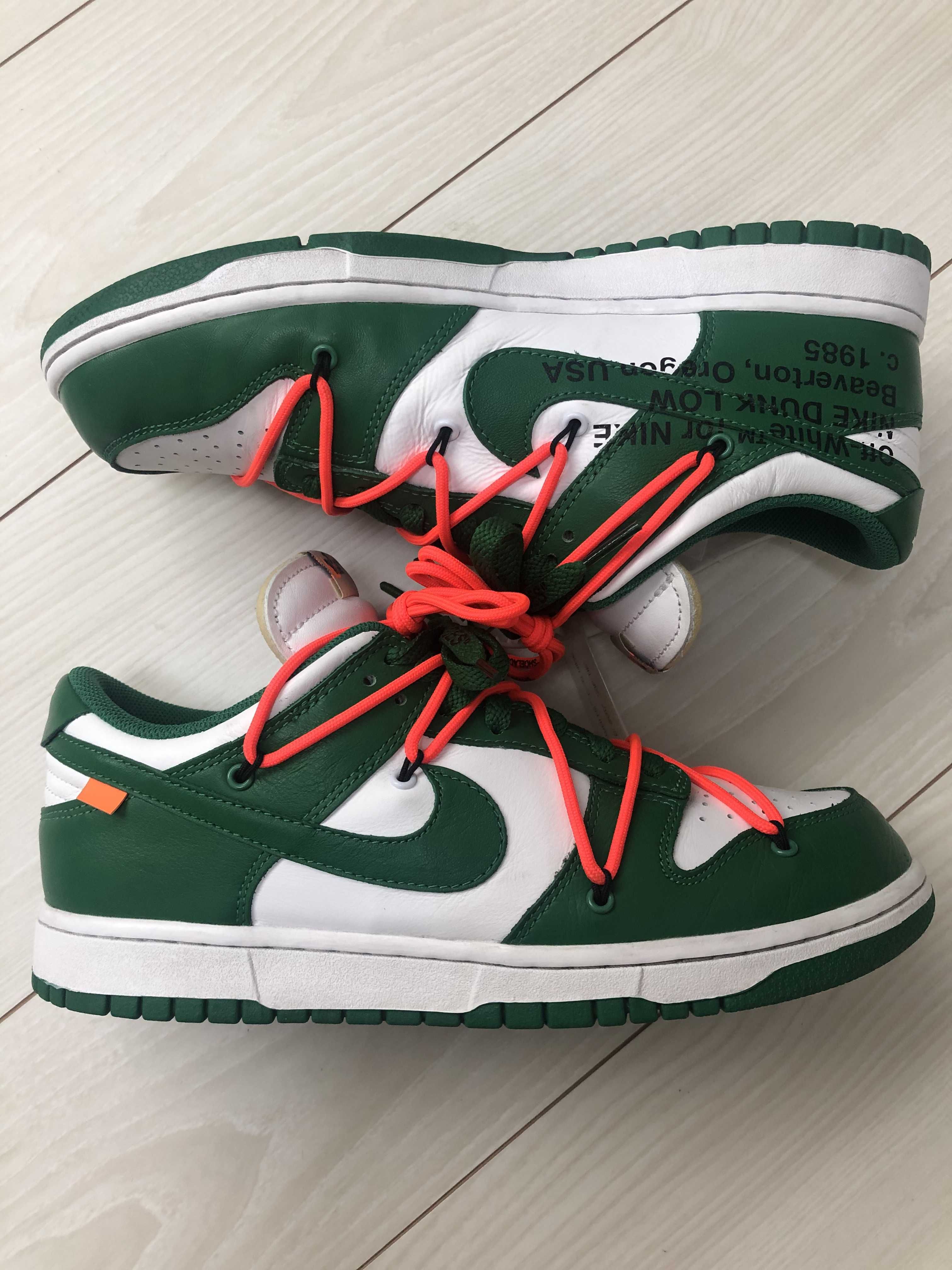 Off-White × Nike Dunk Low "White/Pine Green"