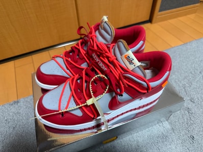 Off-White × Nike Dunk Low "University Red/Wolf Grey"