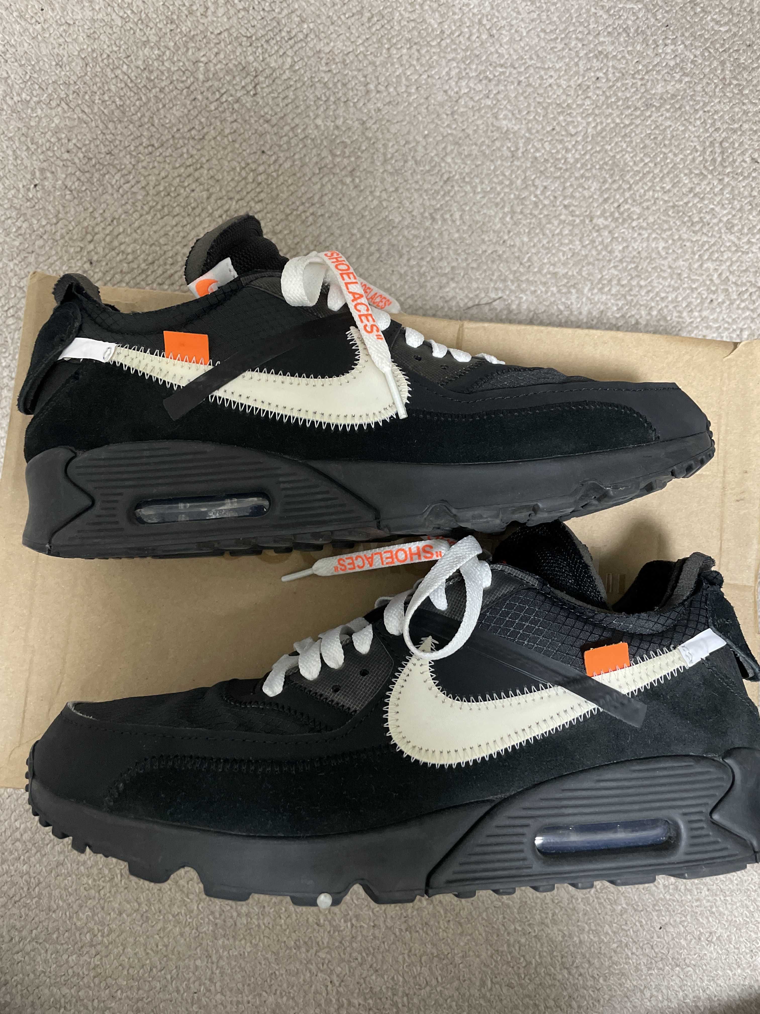 Off-White × Nike Air Max 90 "Black/Black-Cone-White"