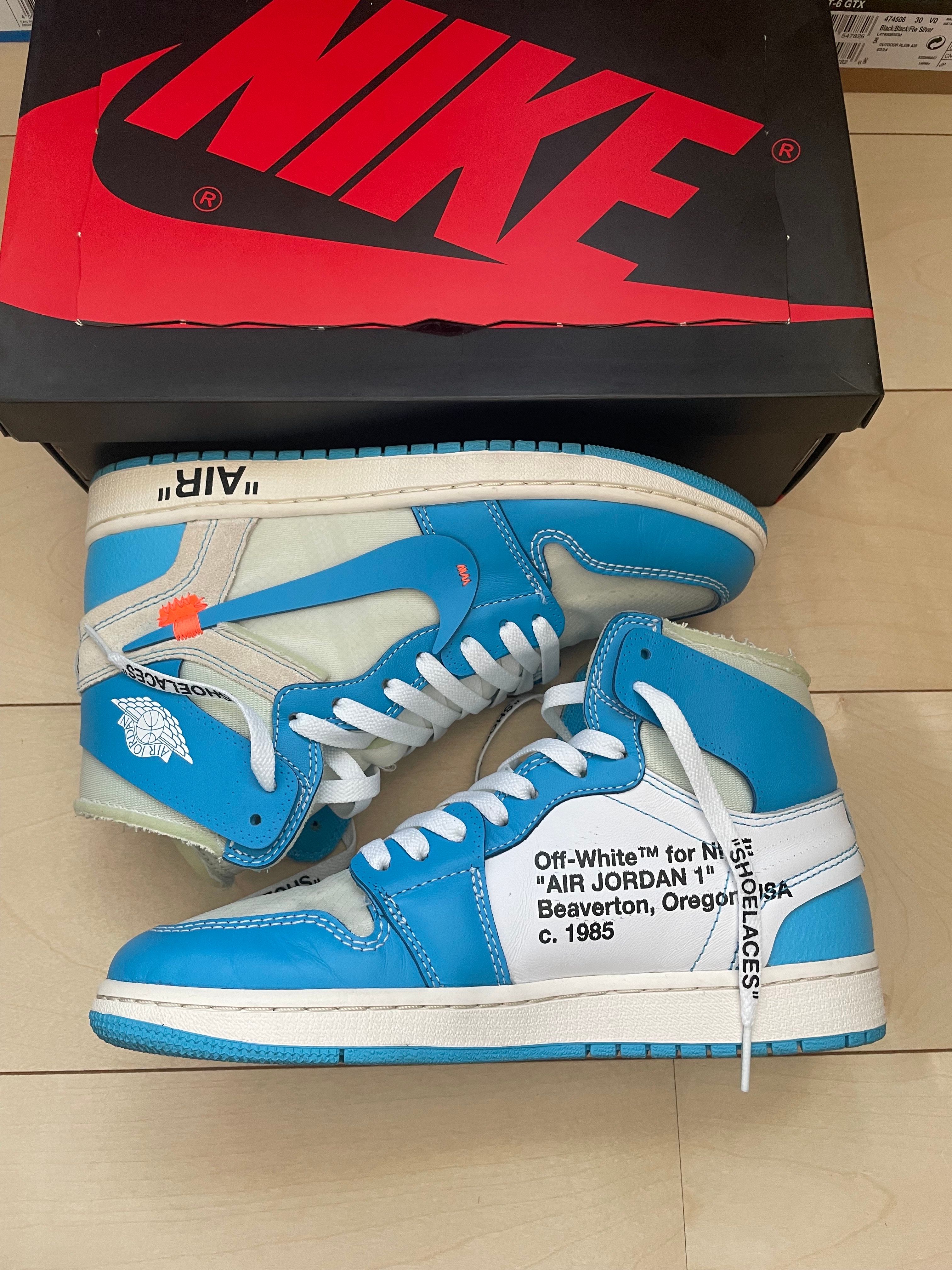 Off-White × Nike Air Jordan 1 High UNC "White/Dark Powder Blue"