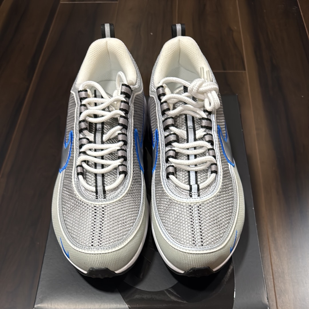 Nike Air Zoom Spiridon "Metallic Silver and Signal Blue"