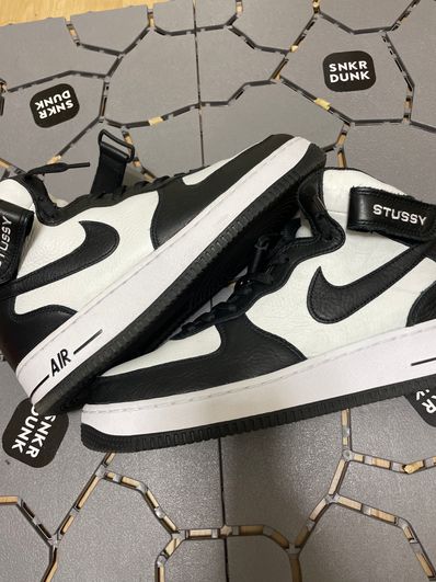 Stussy × Nike Air Force 1 Mid "Black and Light Bone"