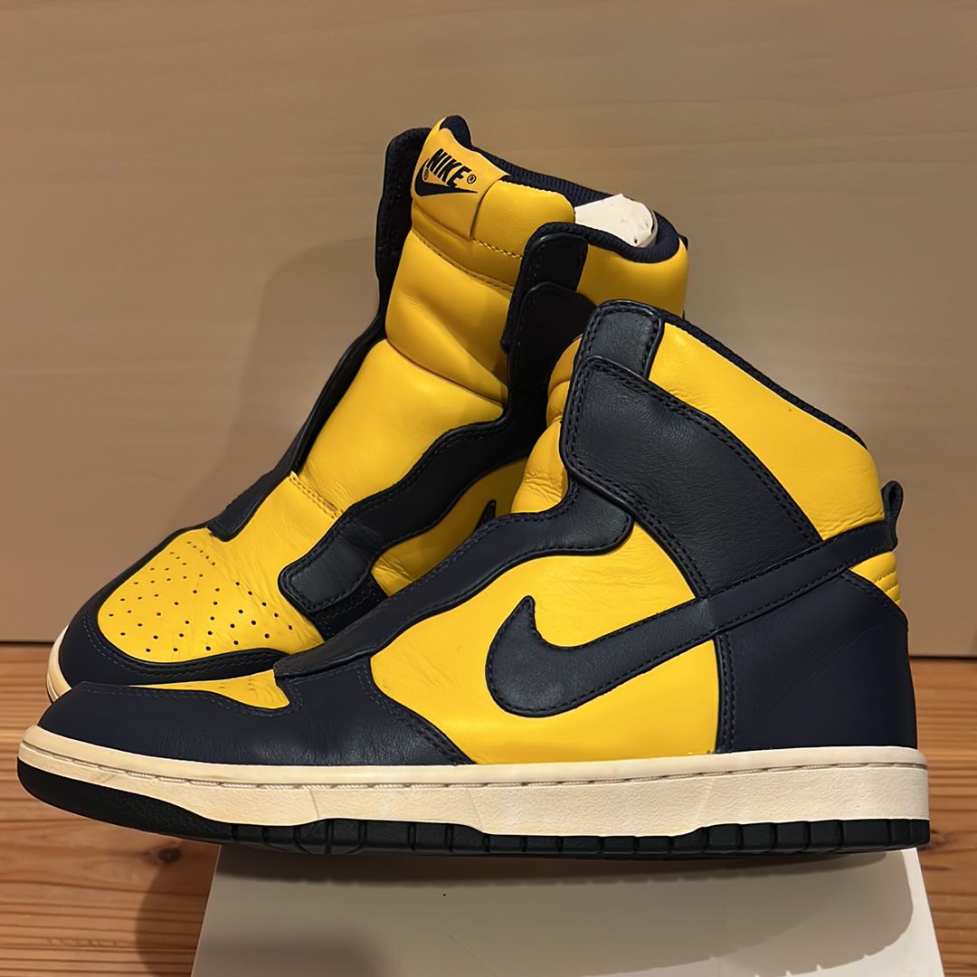 sacai × Nike Women's Dunk High Lux "Midnight Navy/Varsity Maize"