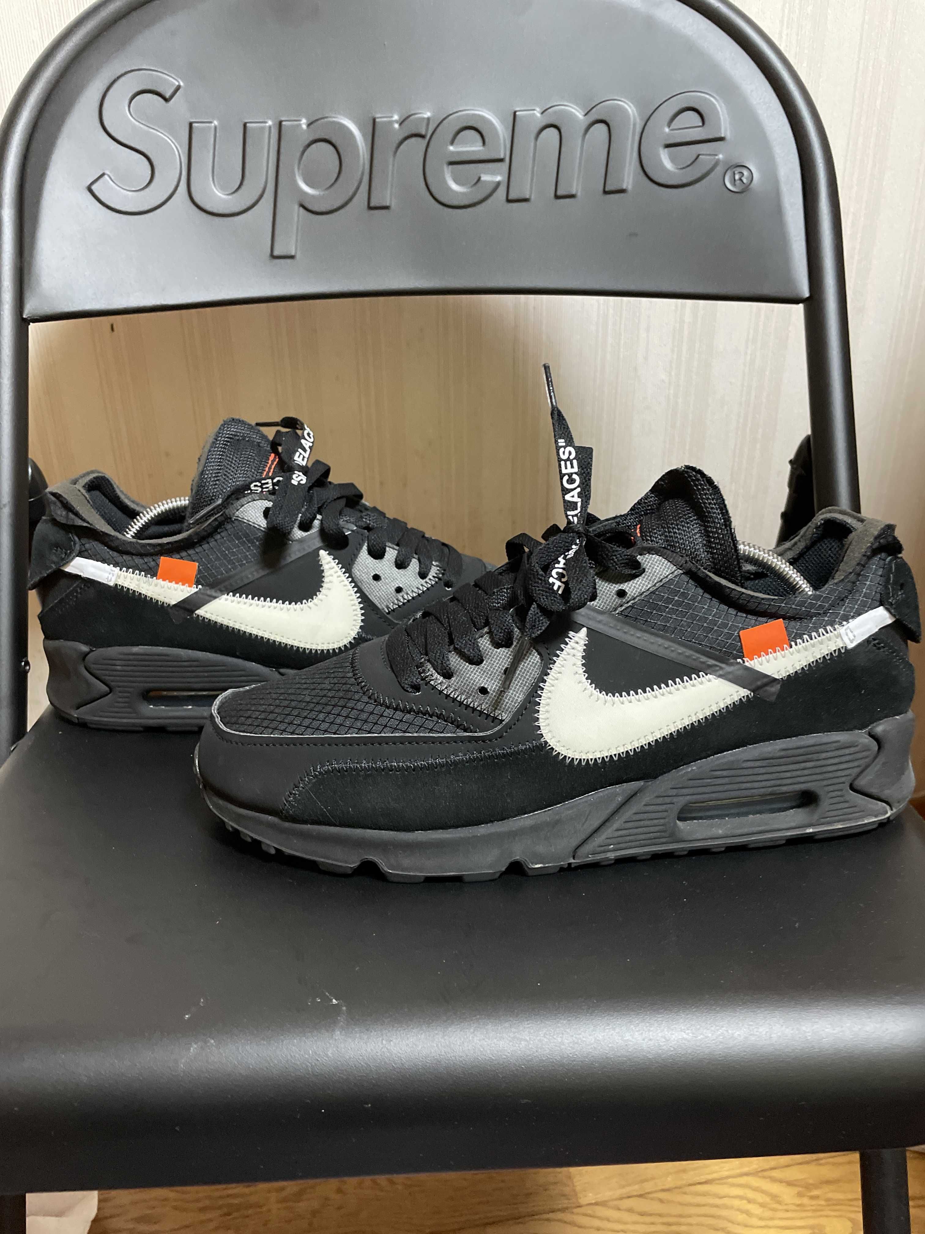 Off-White × Nike Air Max 90 "Black/Black-Cone-White"