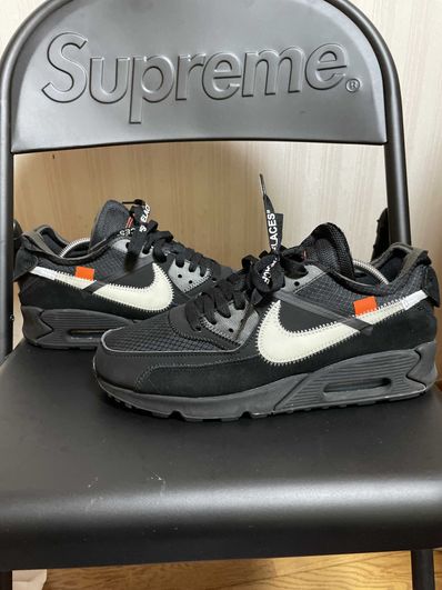 Off-White × Nike Air Max 90 "Black/Black-Cone-White"