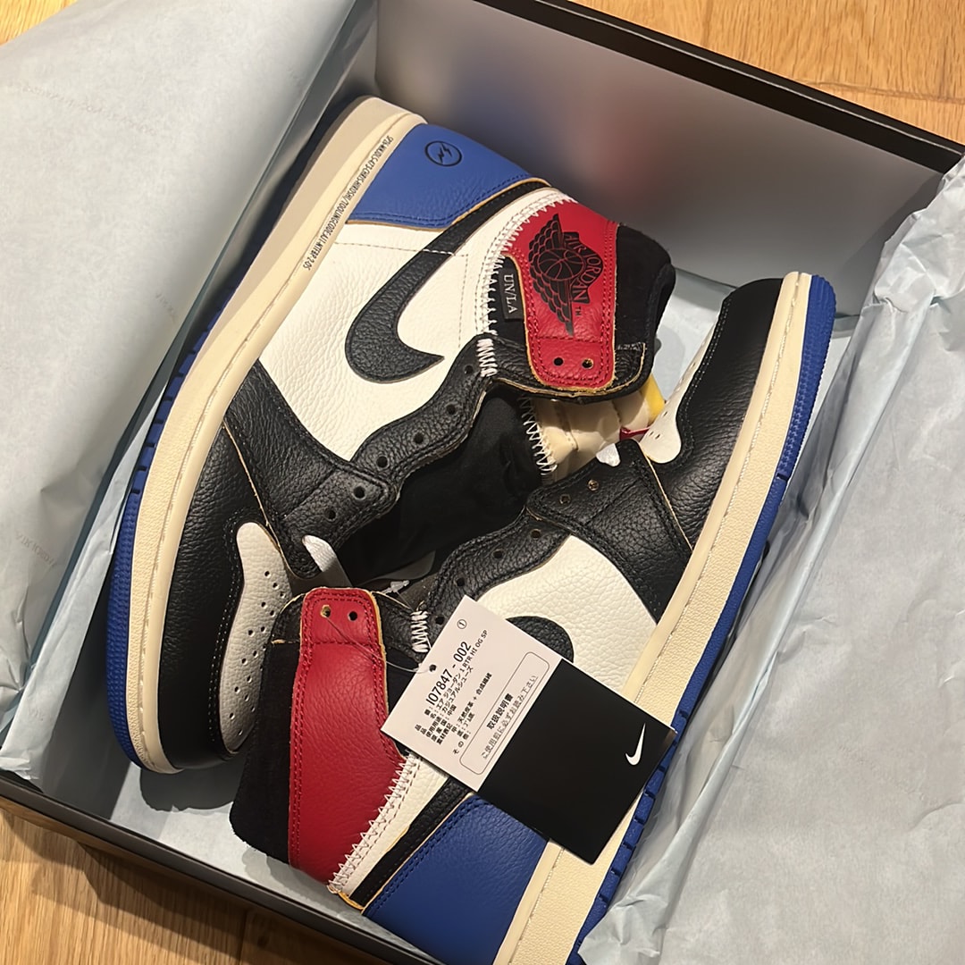 fragment design × UNION × Nike Air Jordan 1 High OG "Black/Varsity Red"