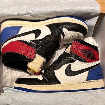 fragment design × UNION × Nike Air Jordan 1 High OG "Black/Varsity Red"