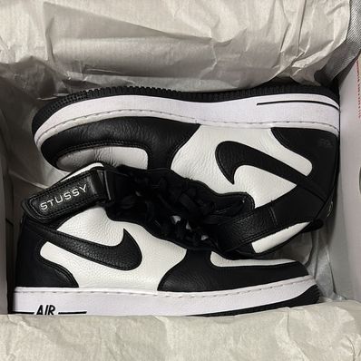 Stussy × Nike Air Force 1 Mid "Black and Light Bone"