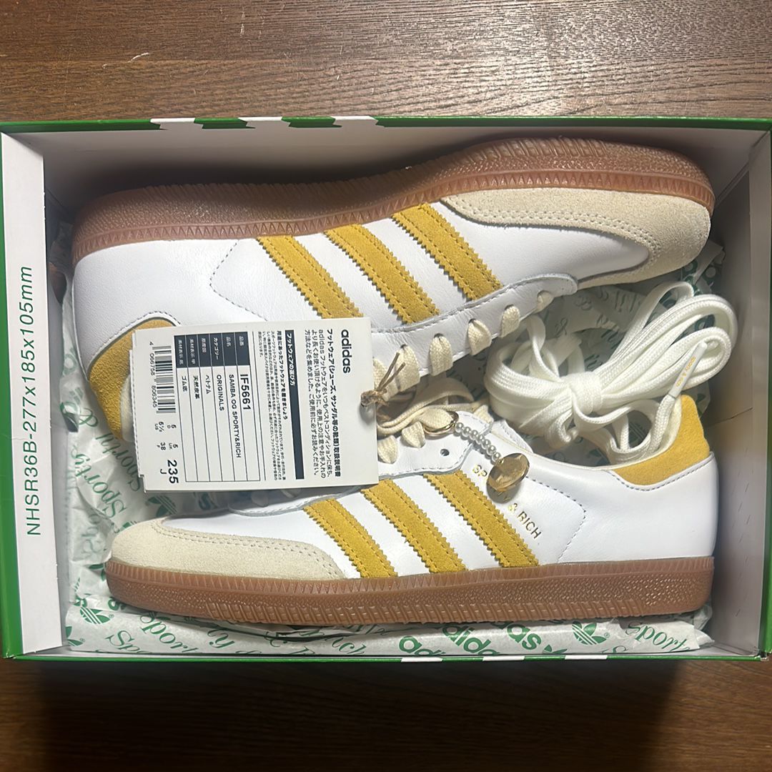 Sporty & Rich × adidas Samba OG "White/Bold Gold"
