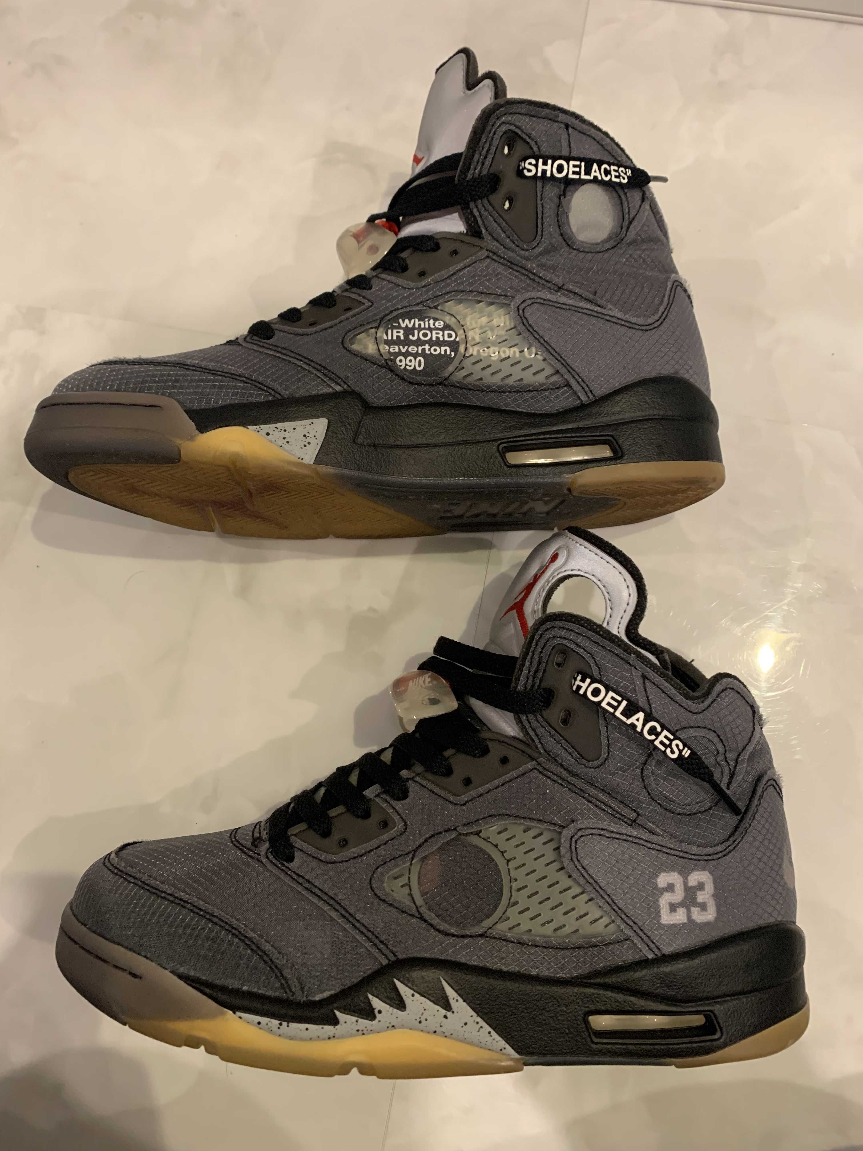 Off-White × Nike Air Jordan 5 "Black/Muslin/Fire Red"
