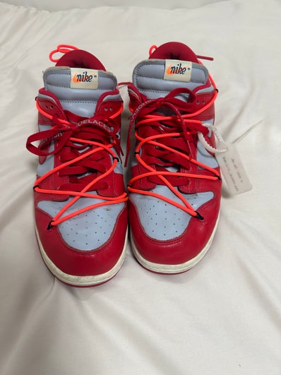 Off-White × Nike Dunk Low "University Red/Wolf Grey"