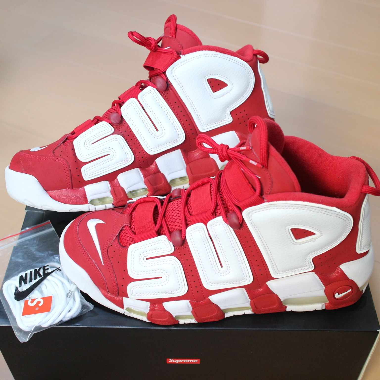 Supreme × Nike Air More Uptempo "White/Red"