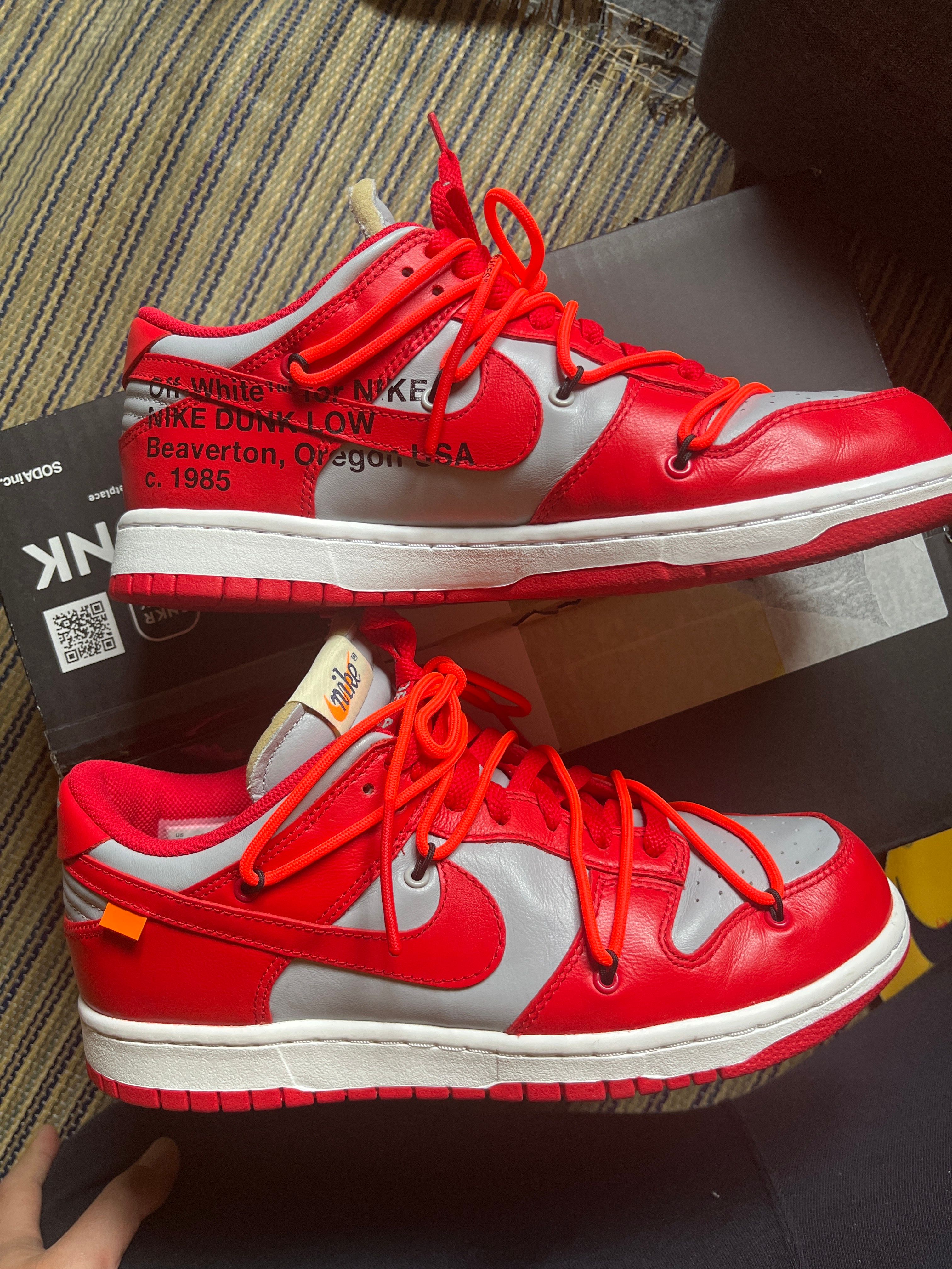 Off-White × Nike Dunk Low "University Red/Wolf Grey"