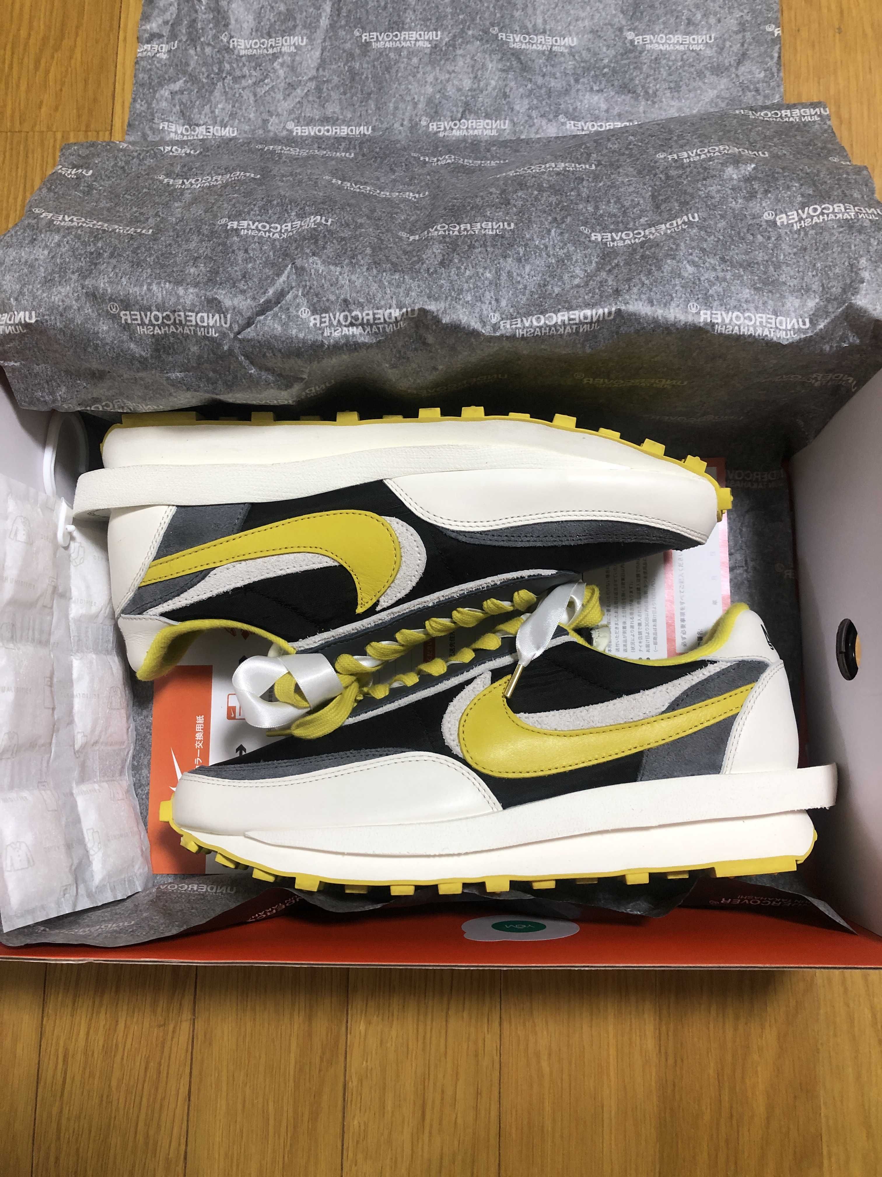 UNDERCOVER × sacai × Nike LD Waffle "Black/Sail-Dark Grey-Bright Citron"