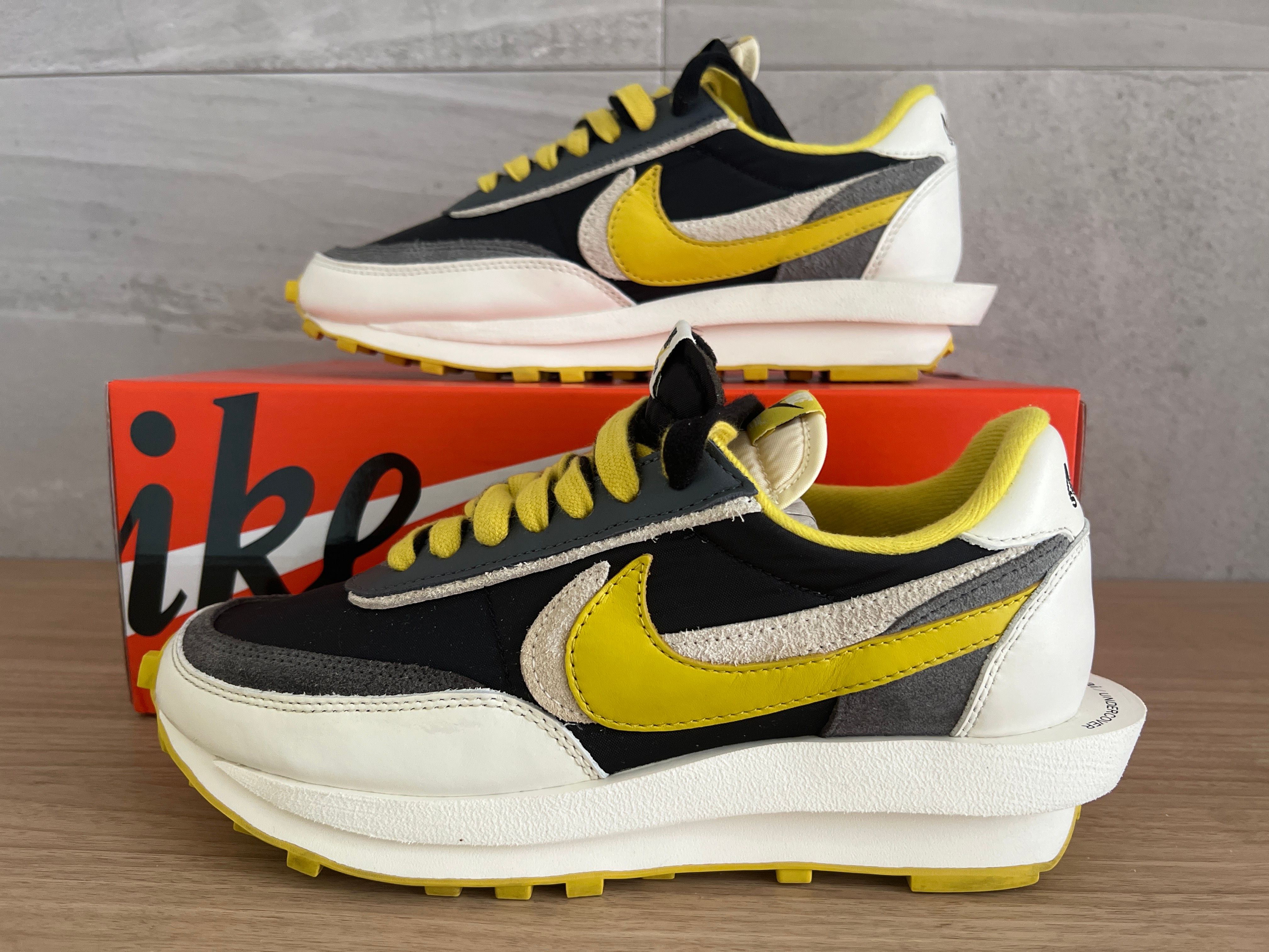 UNDERCOVER × sacai × Nike LD Waffle "Black/Sail-Dark Grey-Bright Citron"