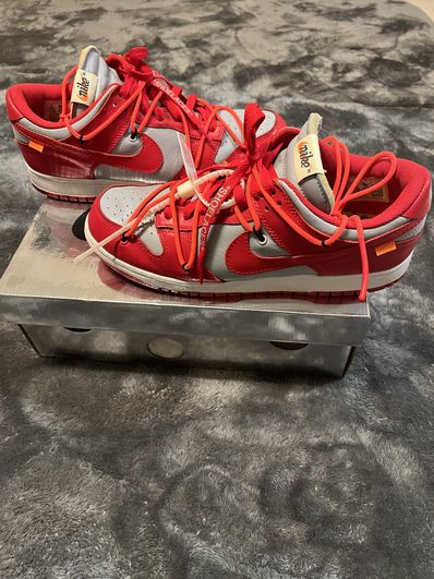 Off-White × Nike Dunk Low "University Red/Wolf Grey"