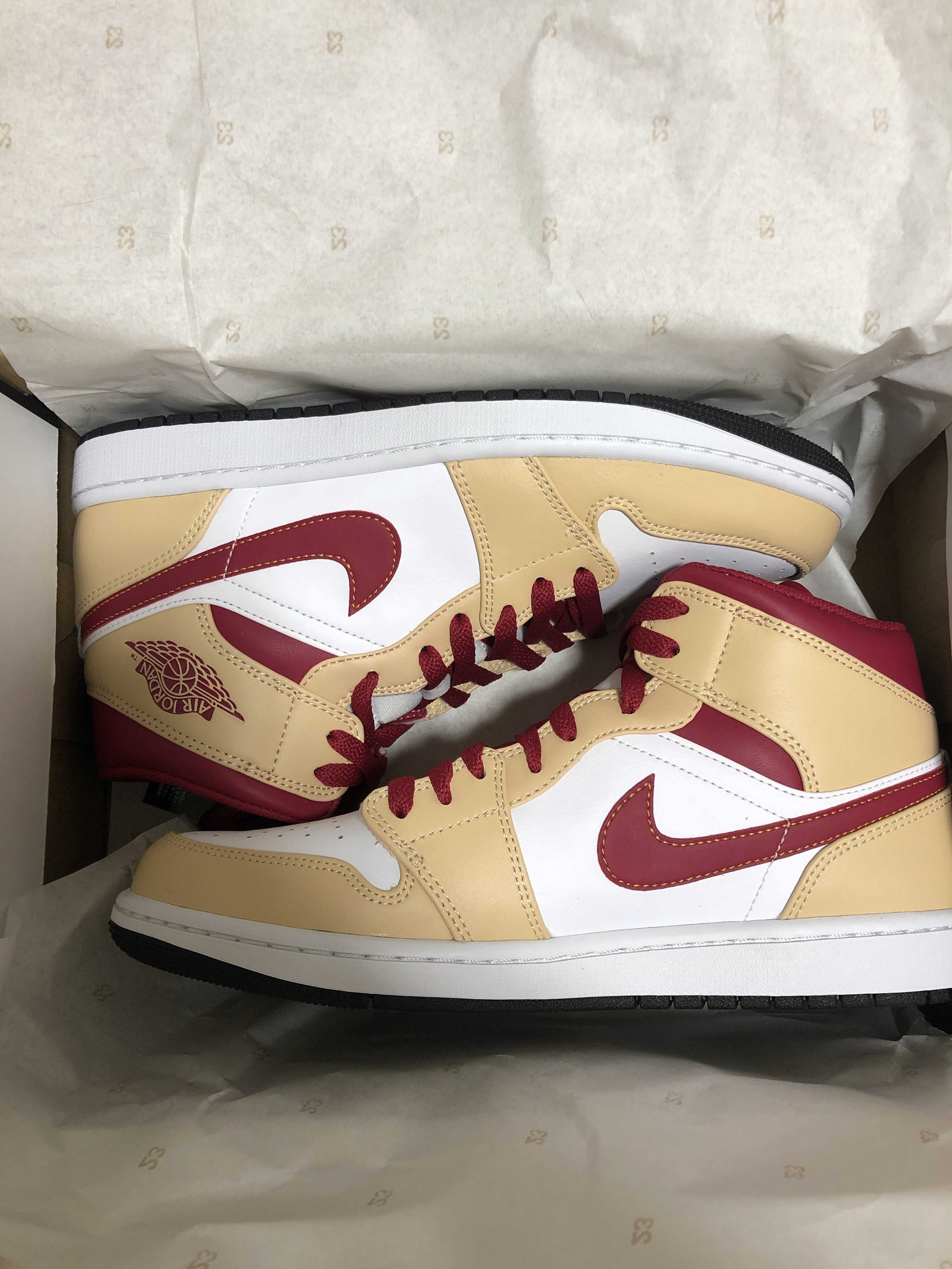 Nike Air Jordan 1 Mid "Beige/Cardinal Red"