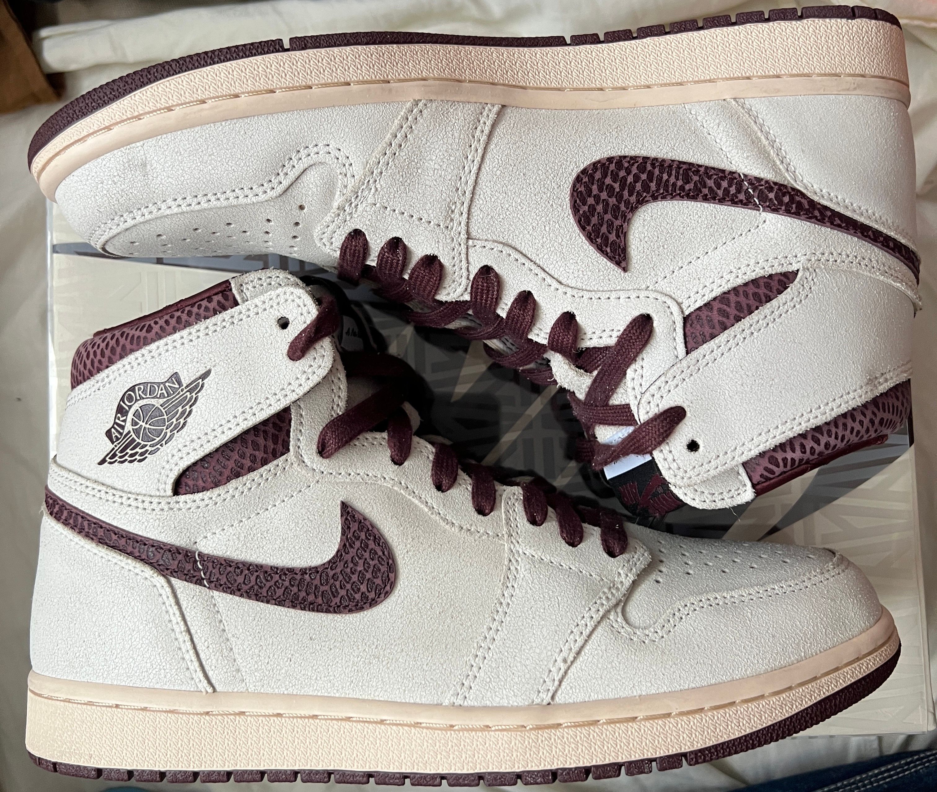 A Ma Maniere × Nike Air Jordan 1 Retro High OG "Sail and Burgundy"