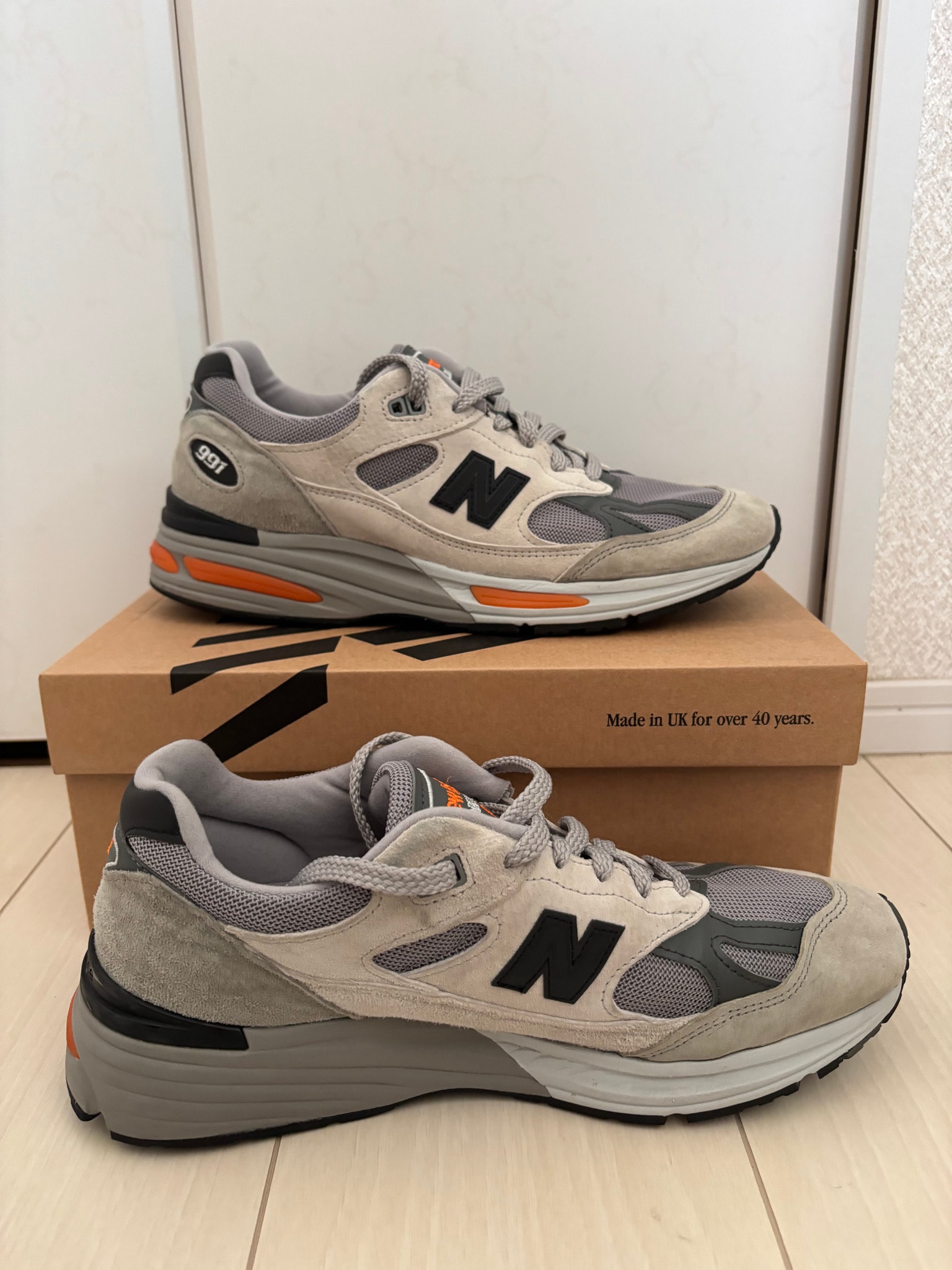 New Balance 991V2 "Pelican/Abbey Stone/Persimmon Orange"