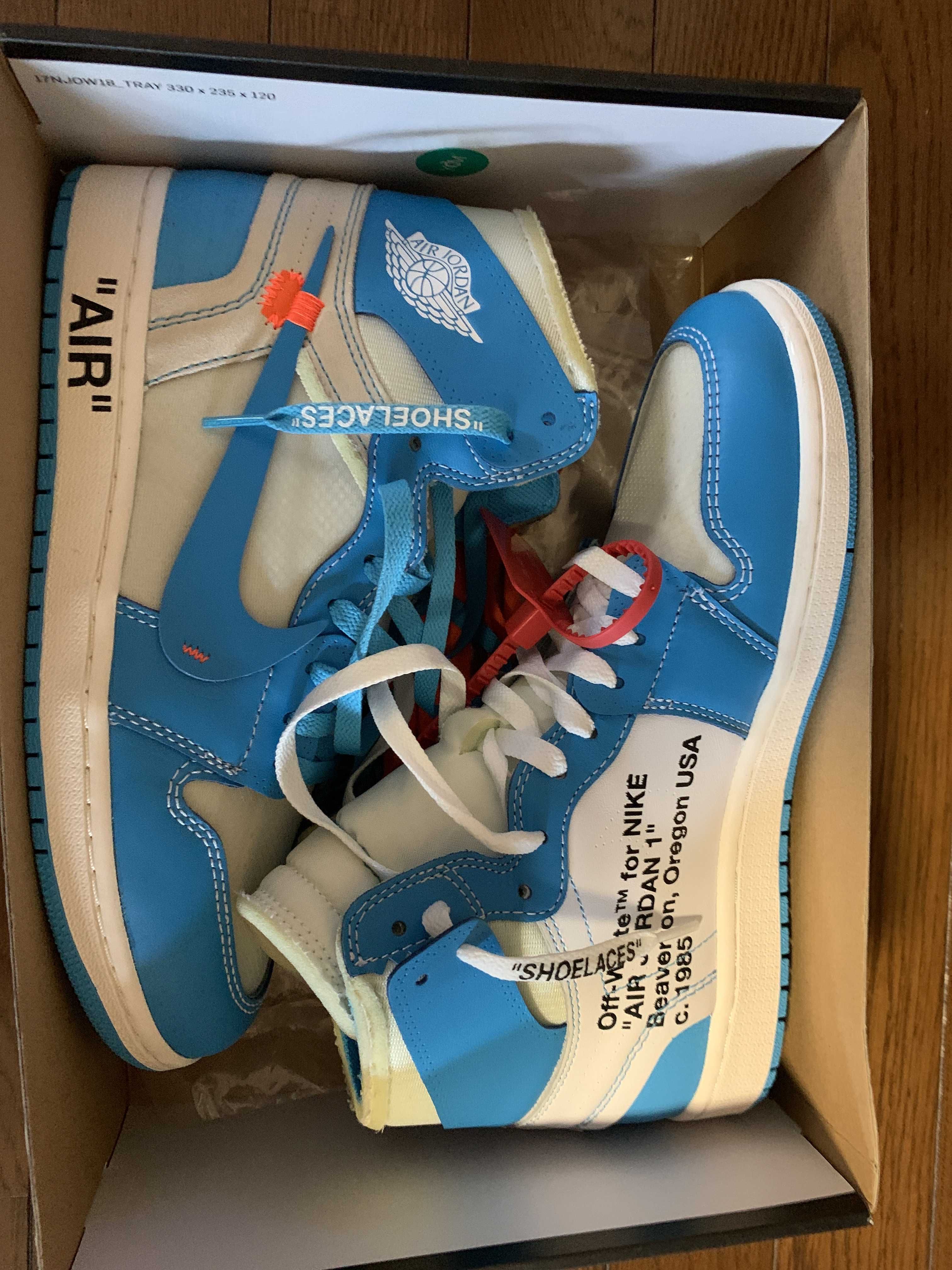 Off-White × Nike Air Jordan 1 High UNC "White/Dark Powder Blue"