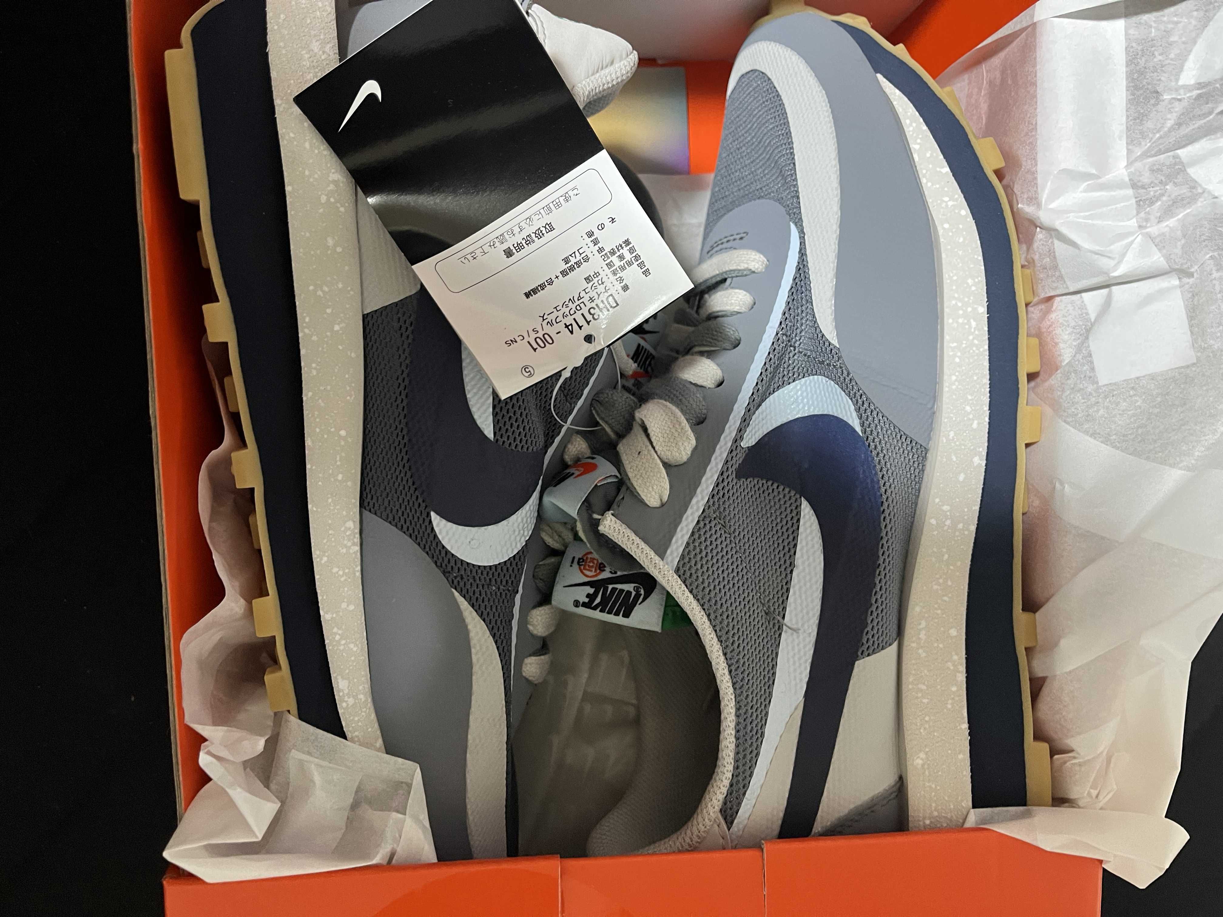 CLOT × Sacai × Nike LD Waffle "Grey Obsidian/Cool Grey"