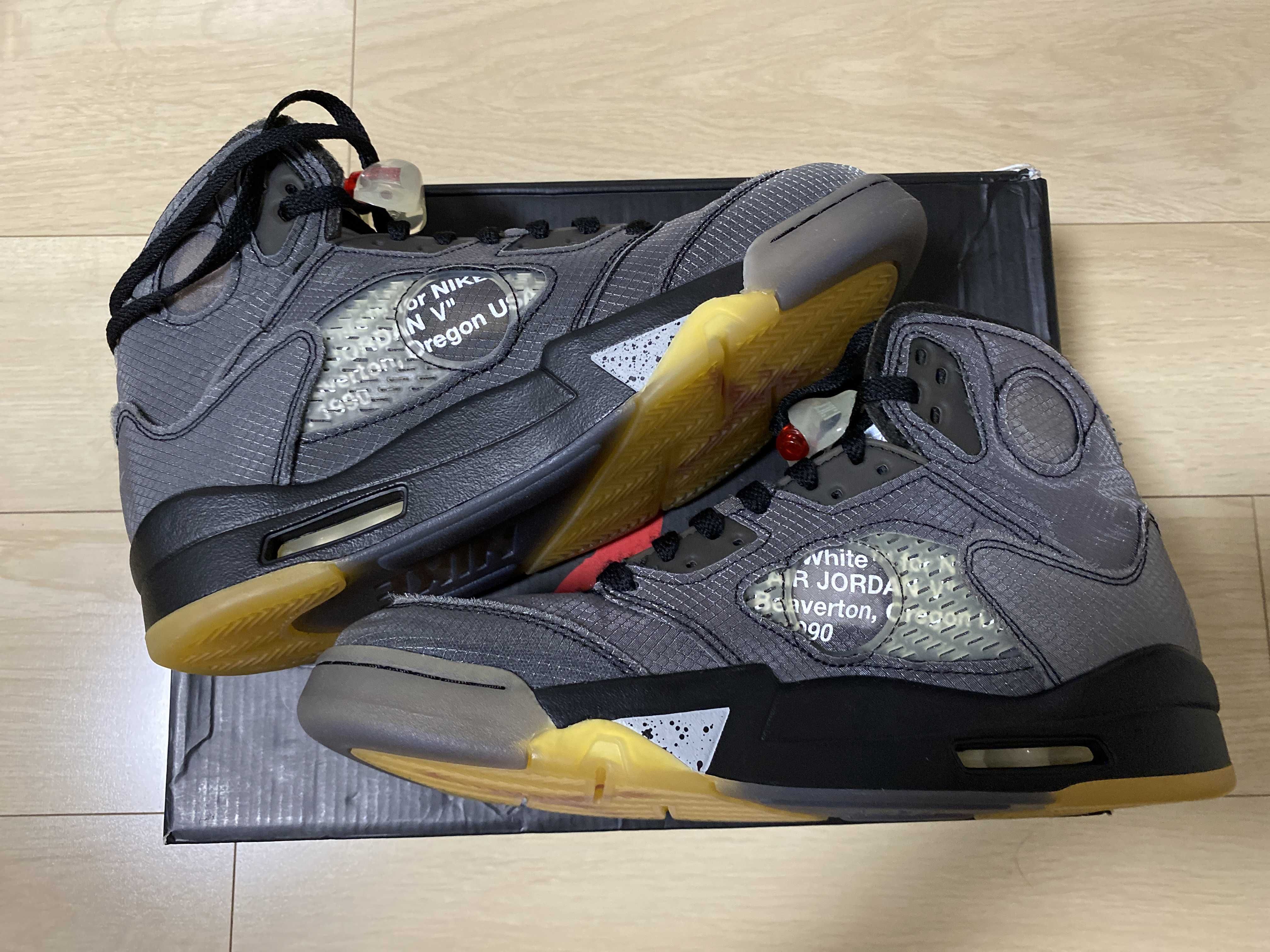 Off-White × Nike Air Jordan 5 "Black/Muslin/Fire Red"